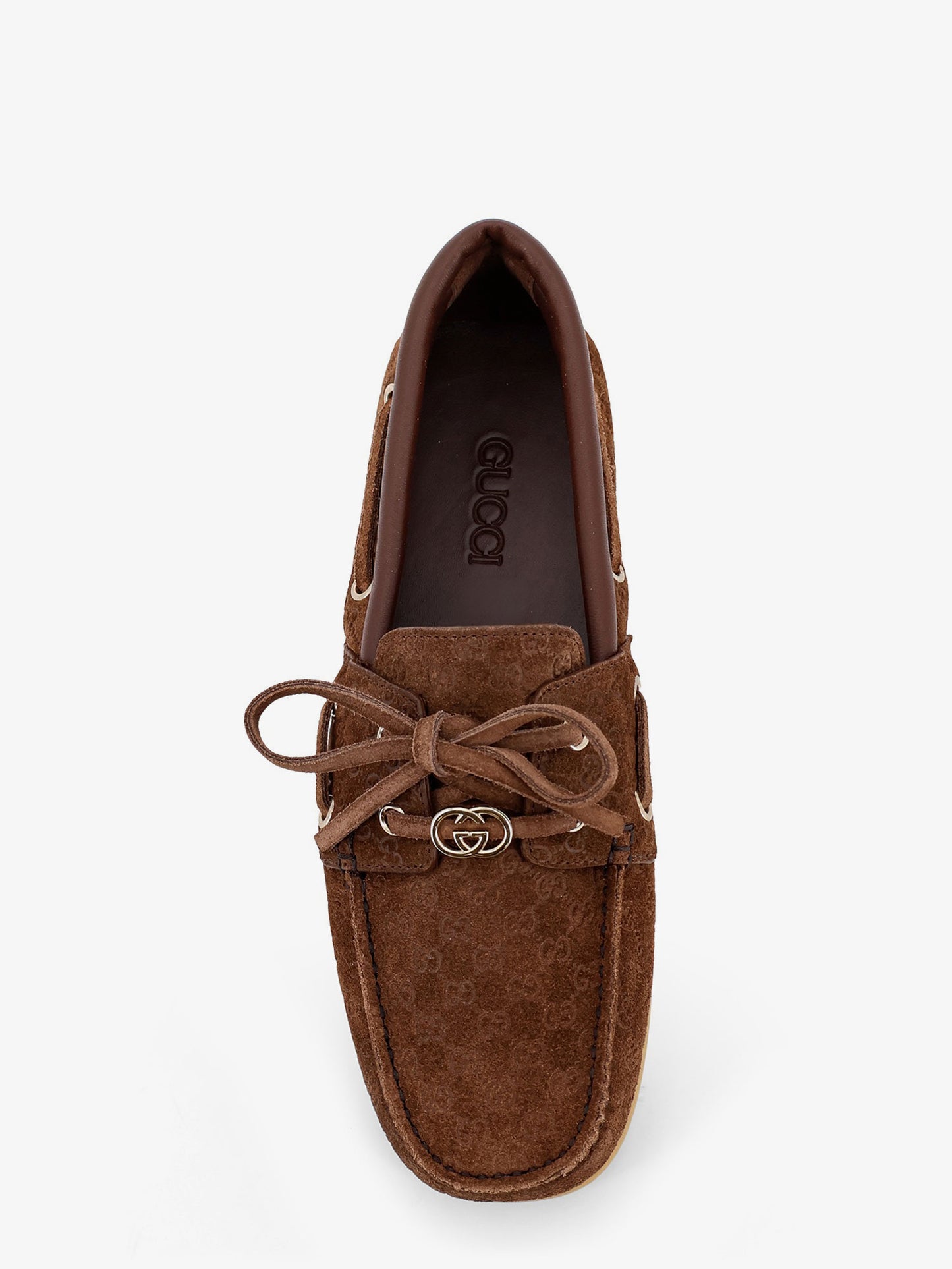 Suede loafers with all-over GG logo