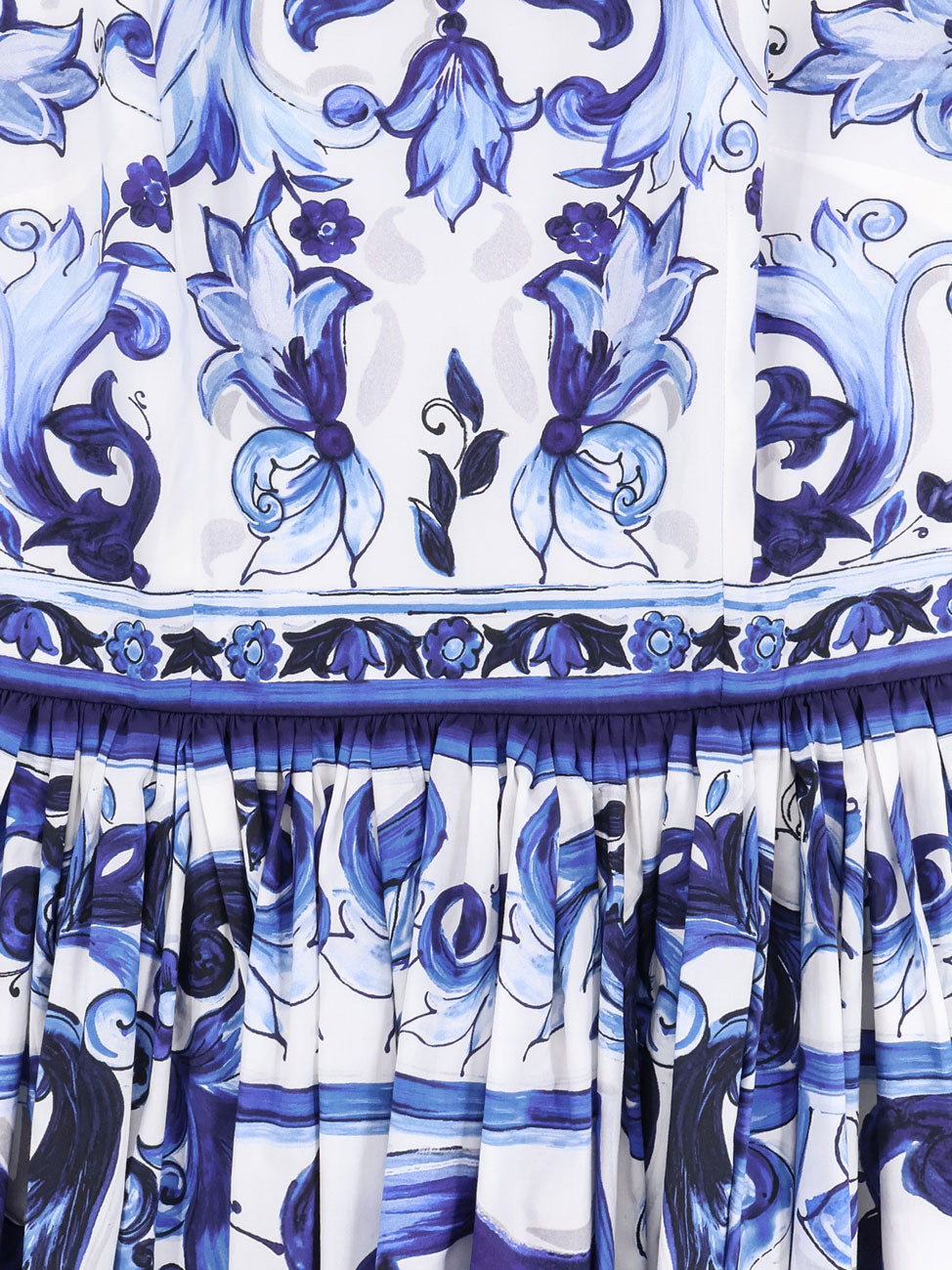 Poplin midi dress with Maiolica print