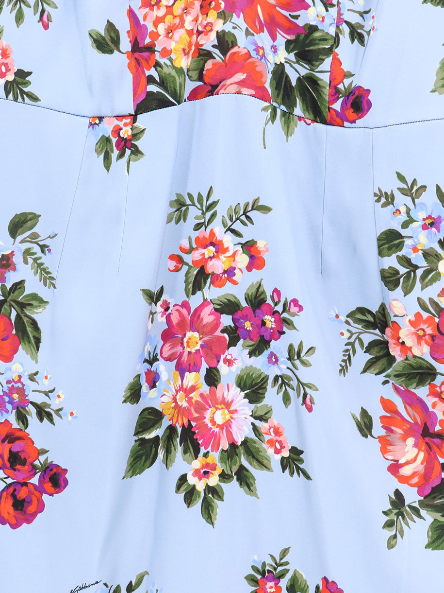Satin dress with iconic print