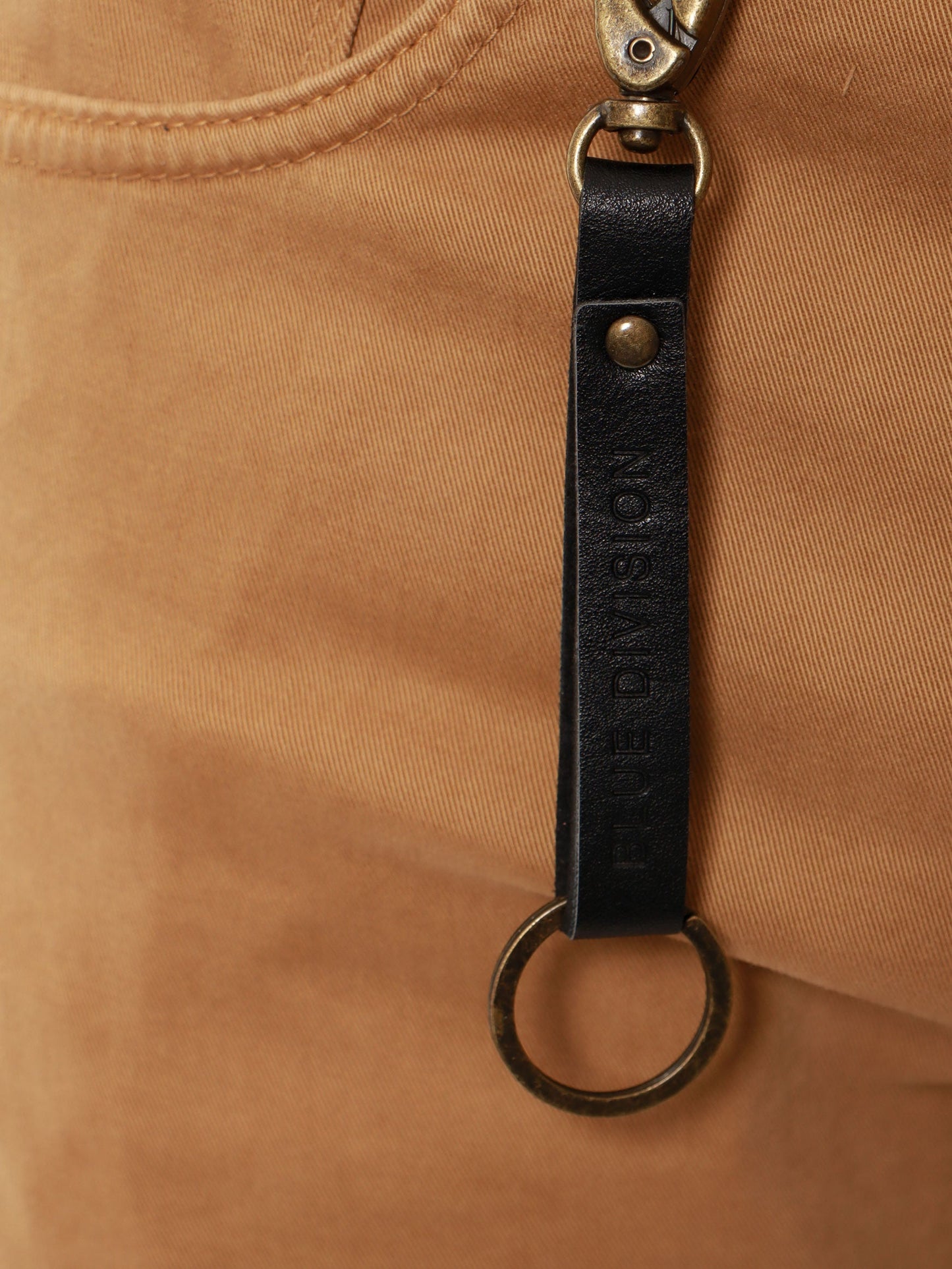 Stretch cotton trouser with back suede logo patch