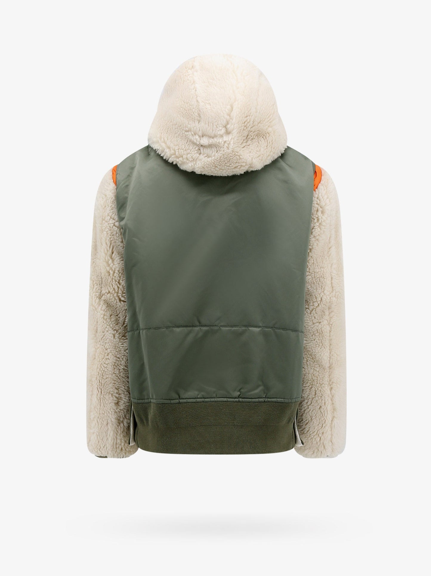 Nylon jacket with eco shearling inserts