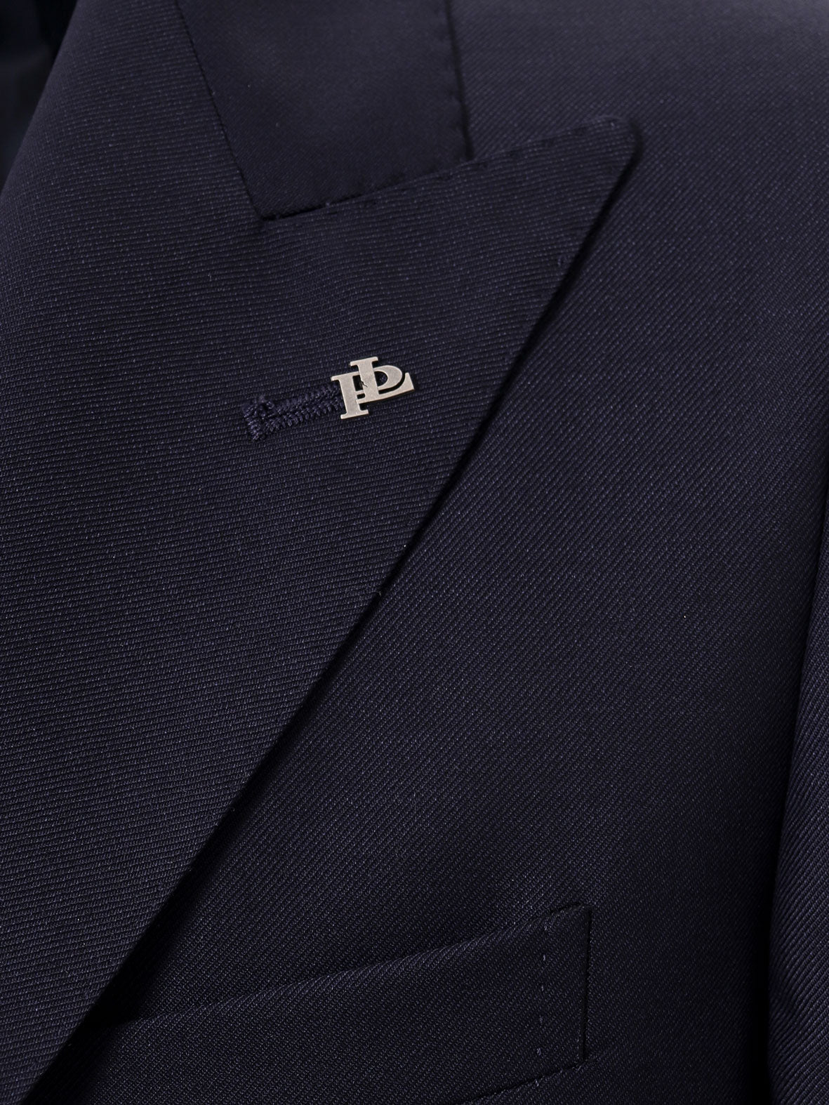 Mohair wool suit with metal monogram