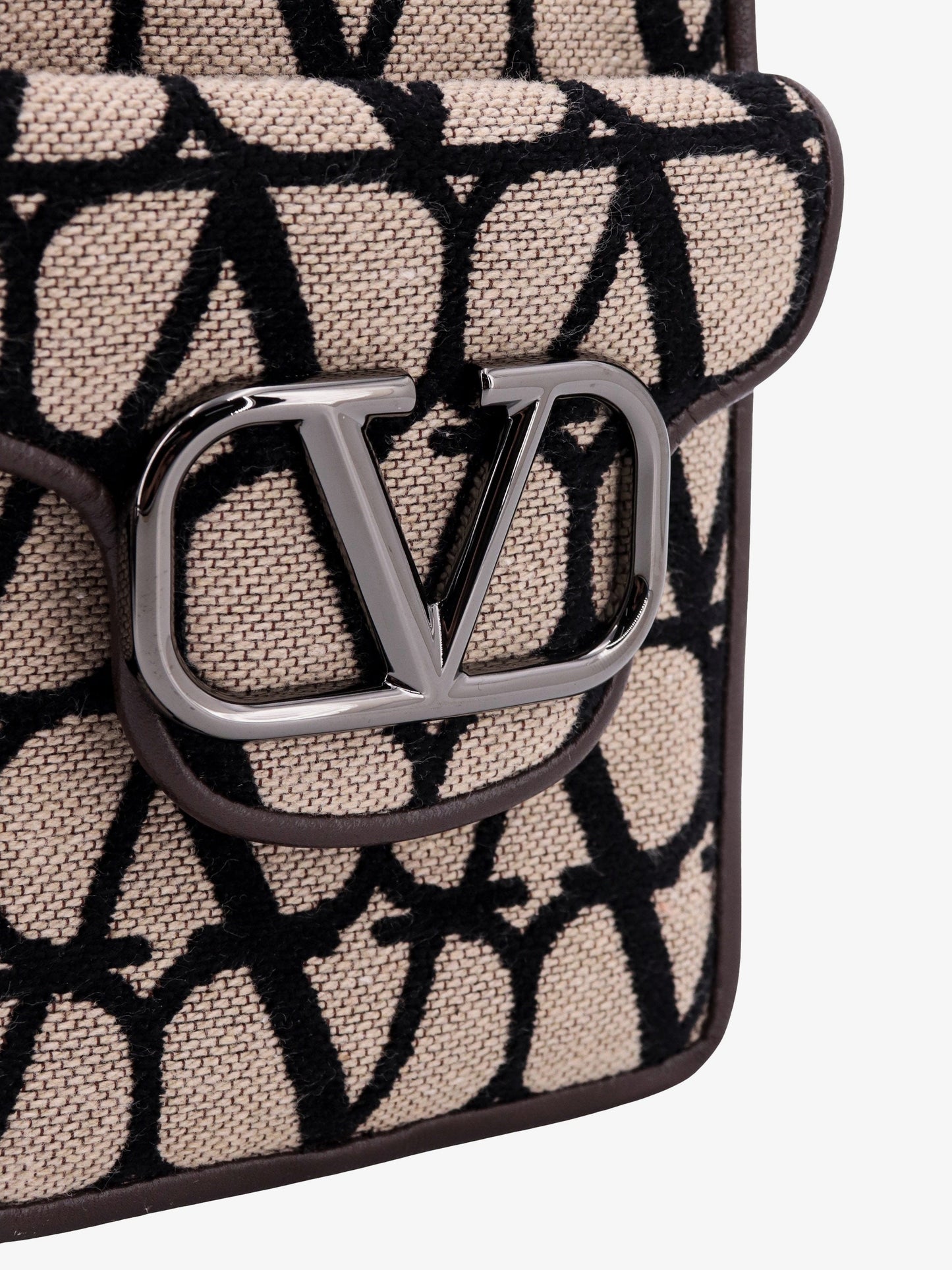 Borsa a tracolla in toile iconographe con profili in pelle