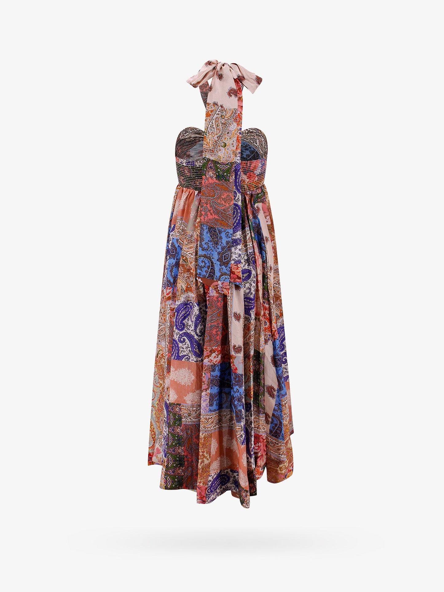 Silk dress with patch paisley print