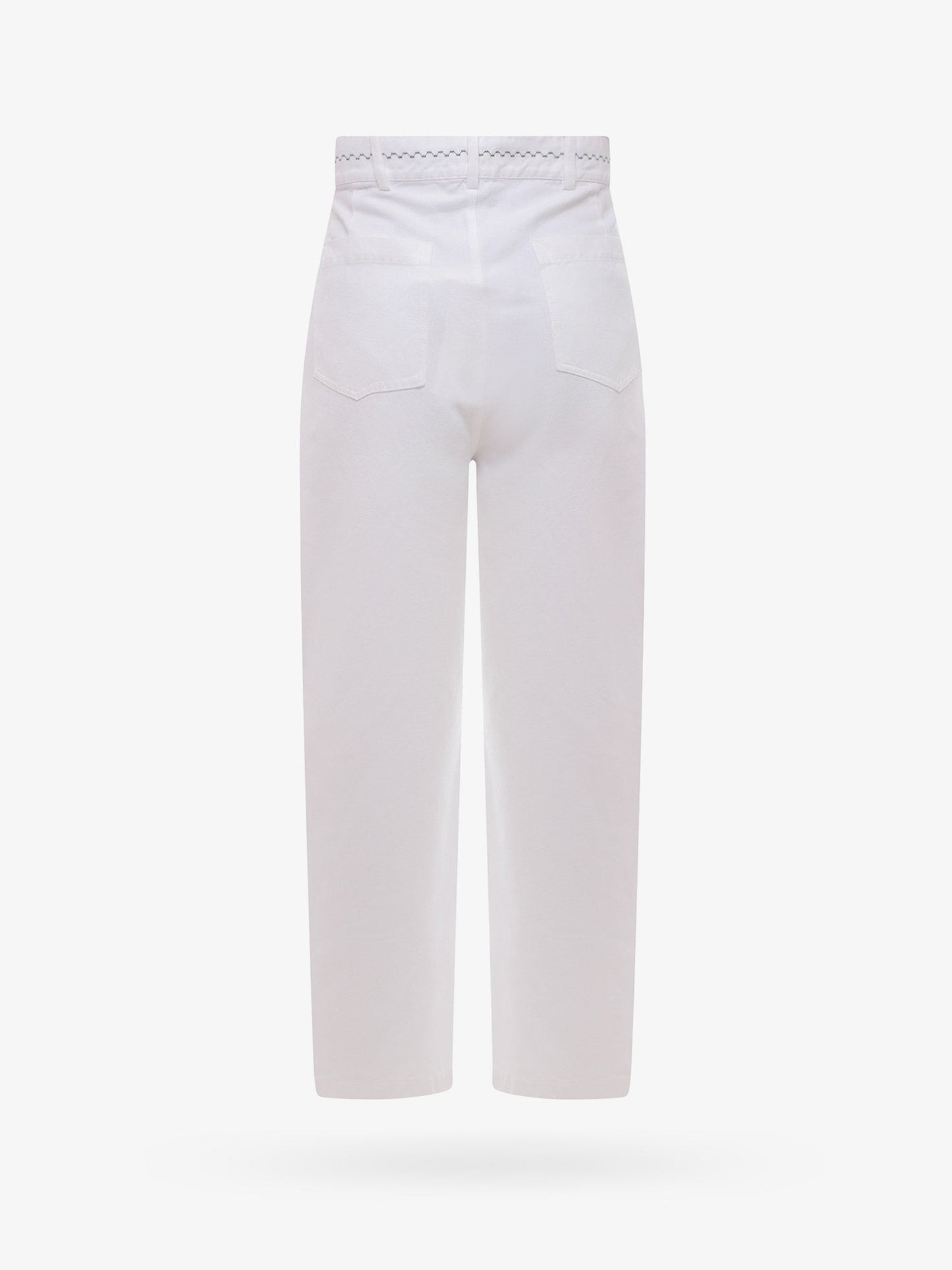 White denim trouser with stitching and embroidery