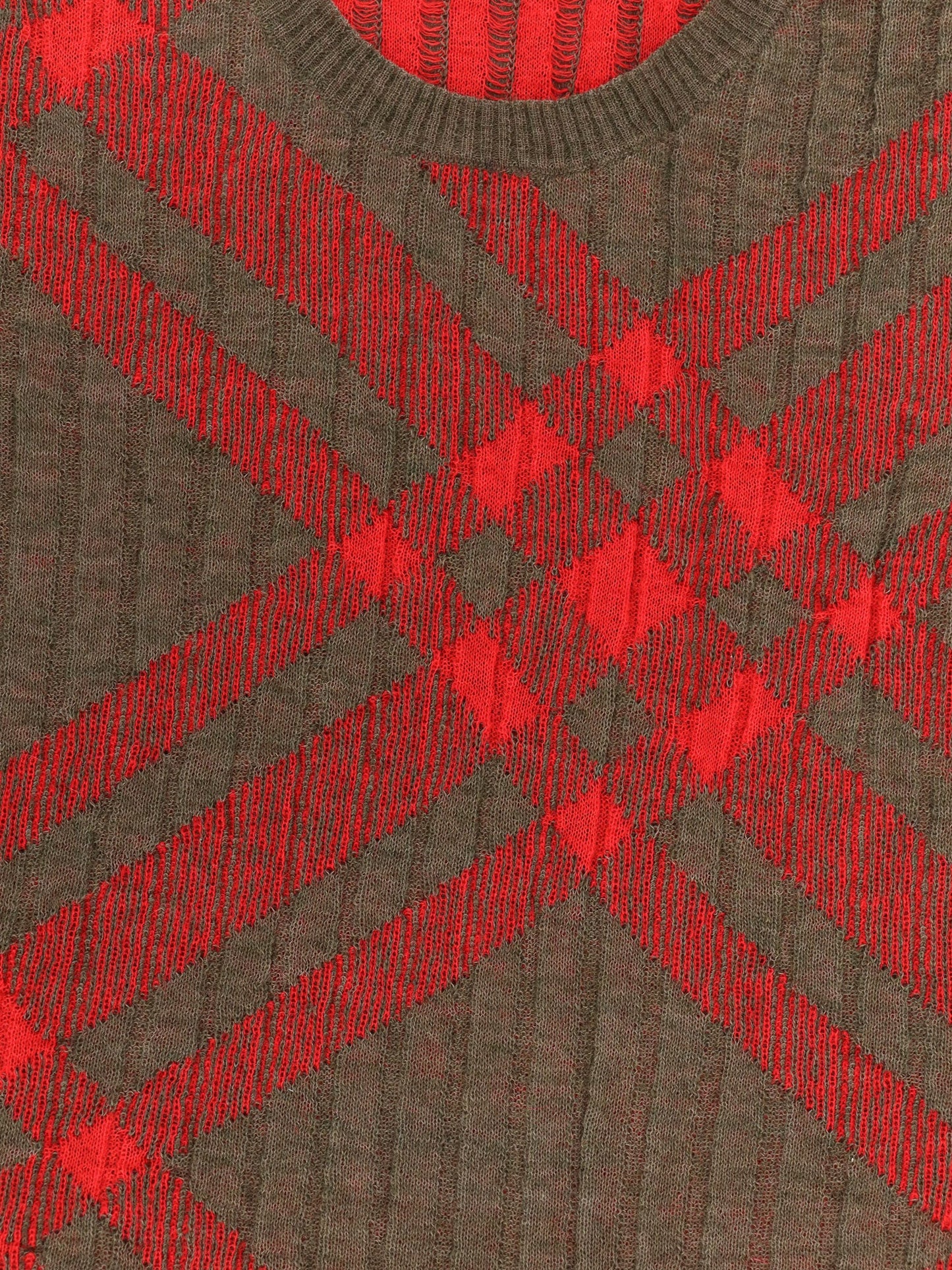 Ribbed vest with check intarsia