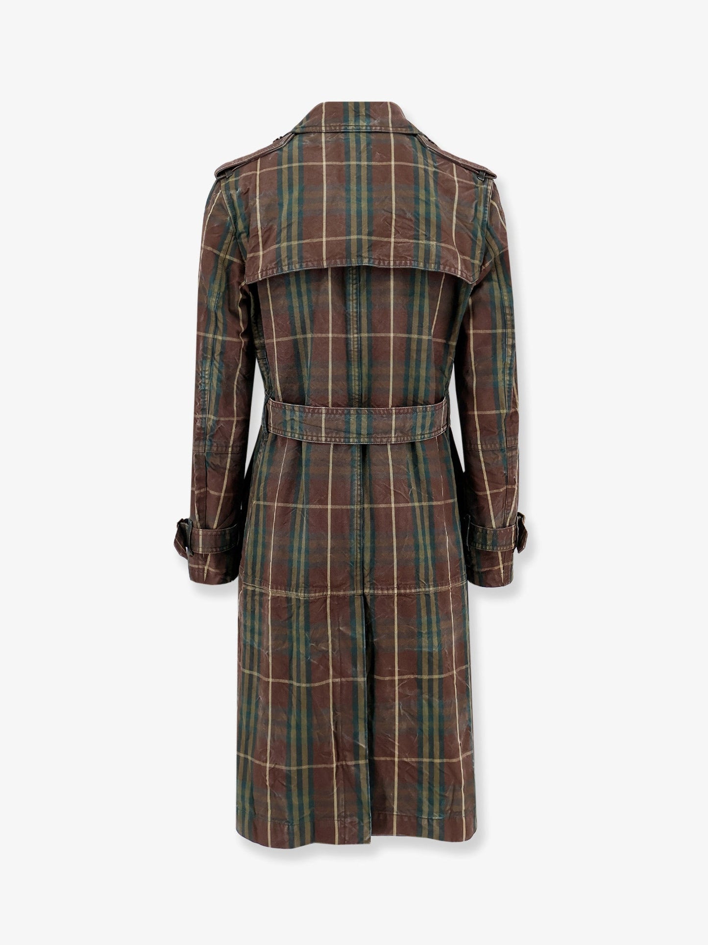 Cotton trench with check motif
