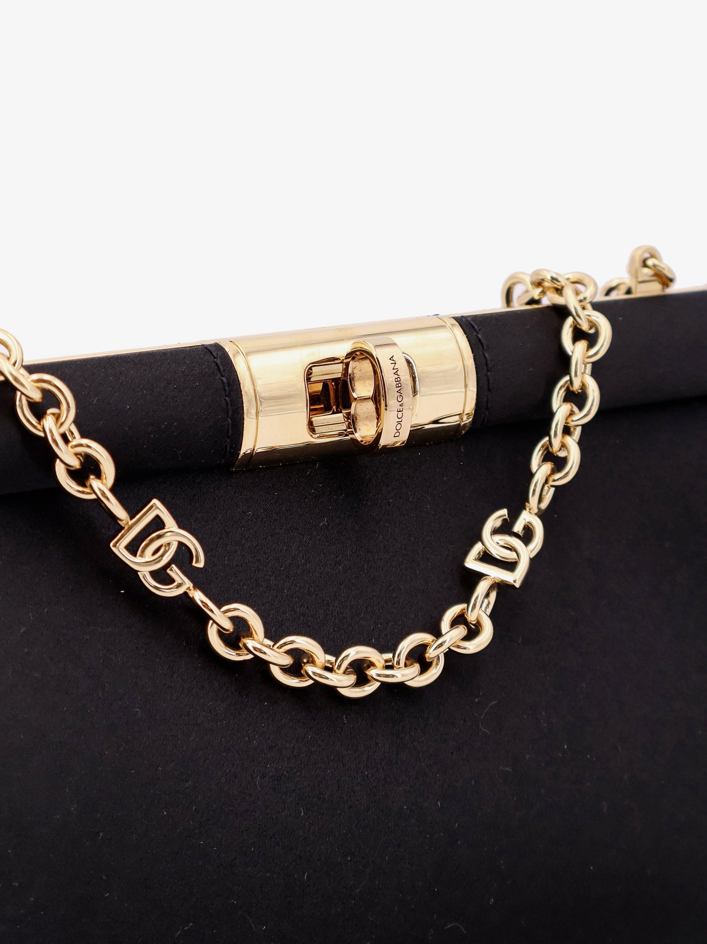 Satin shoulder bag with engraved logo