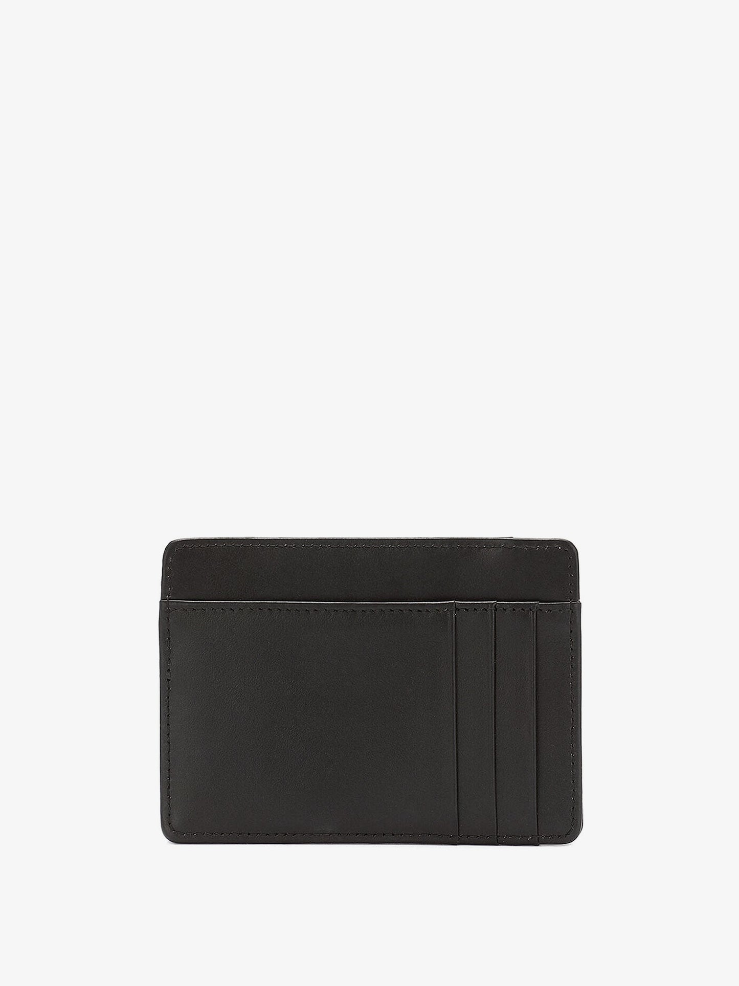 Leather card holder with logo detail