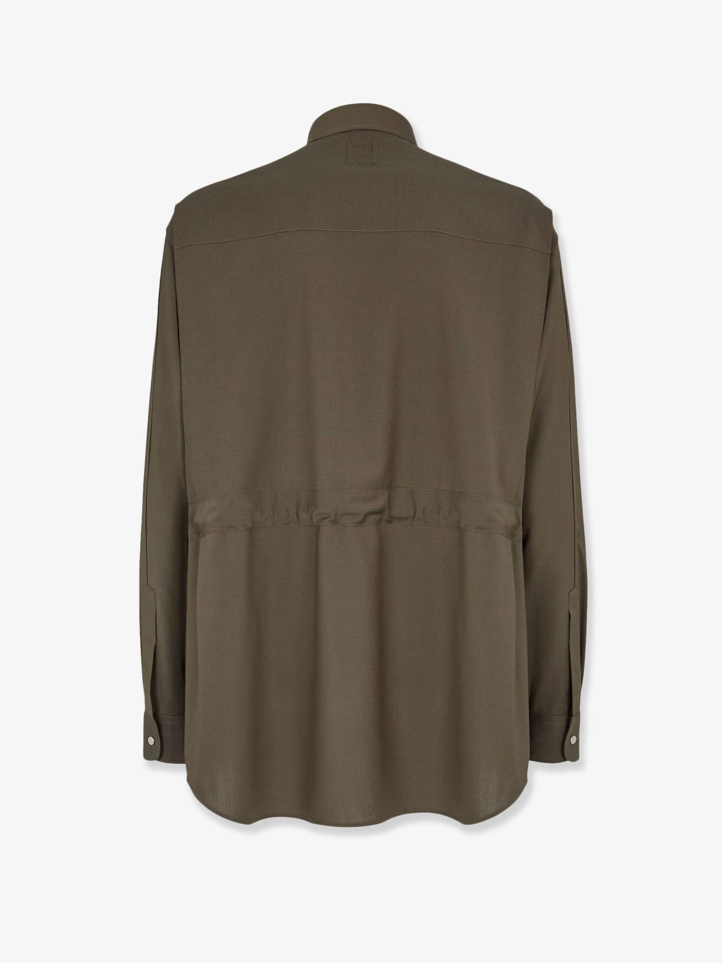 Camicia in lana con bottoni logati