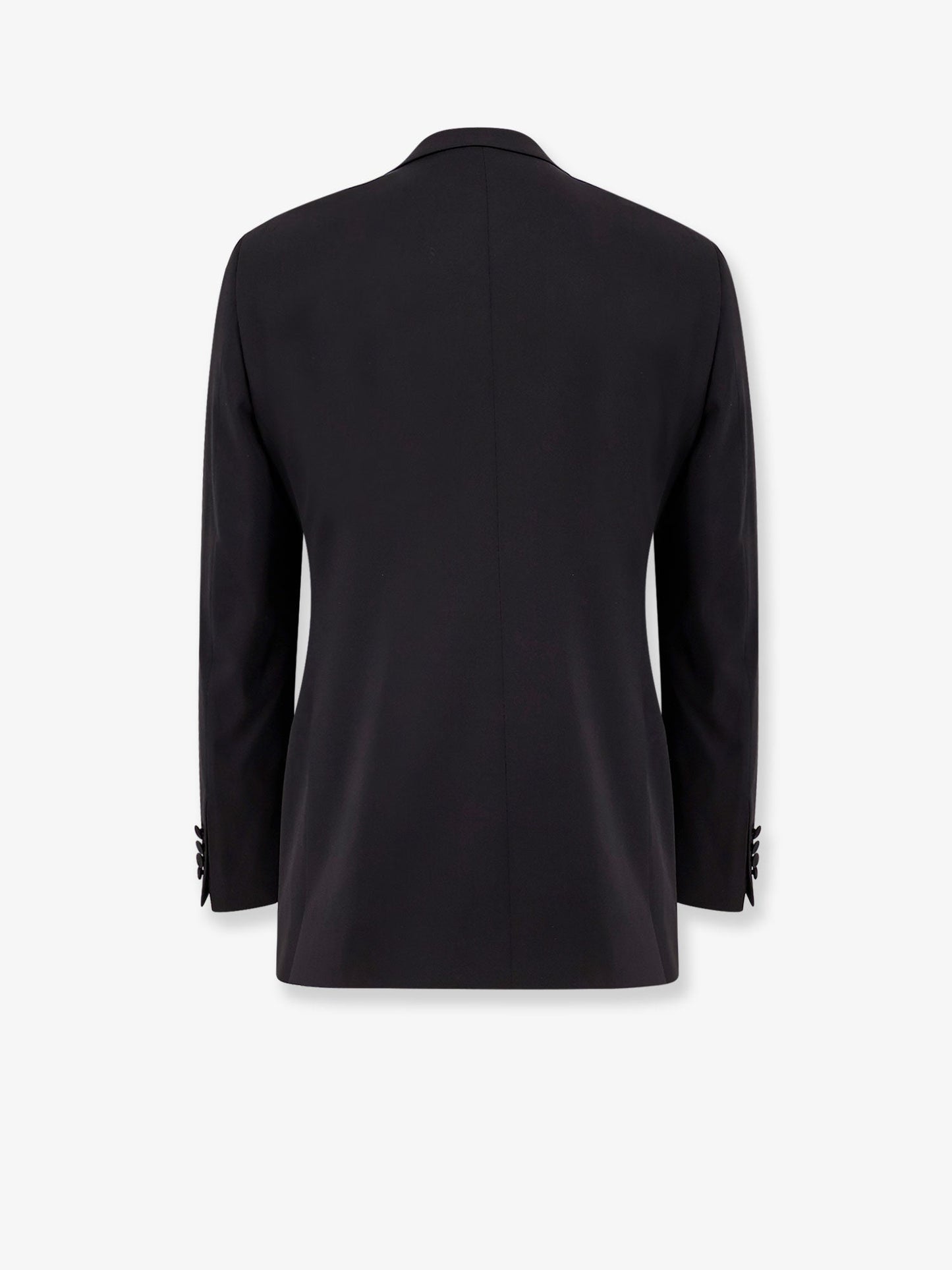 Smoking in lana vergine con profili in satin