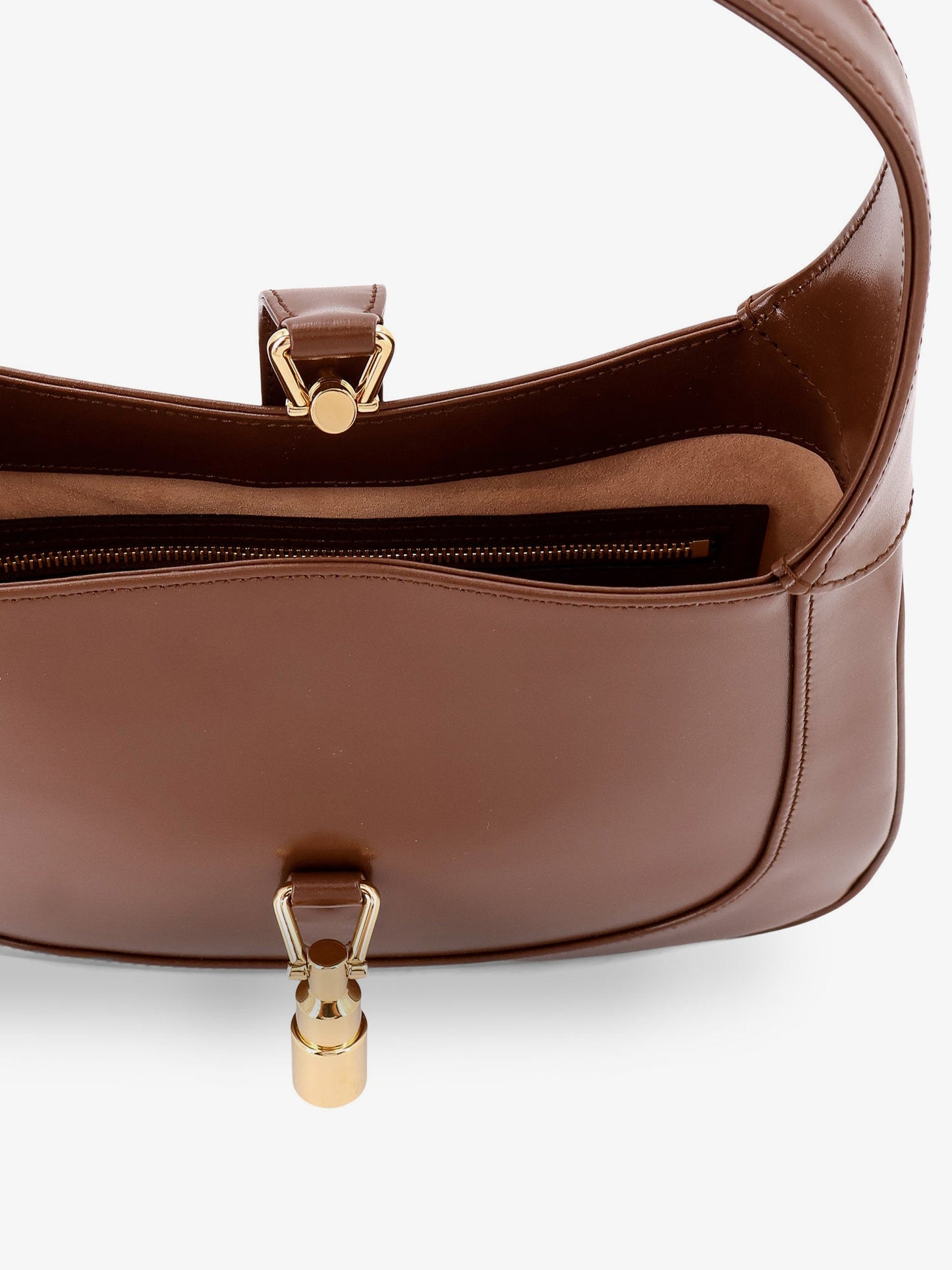 Leather shoulder bag with metal details