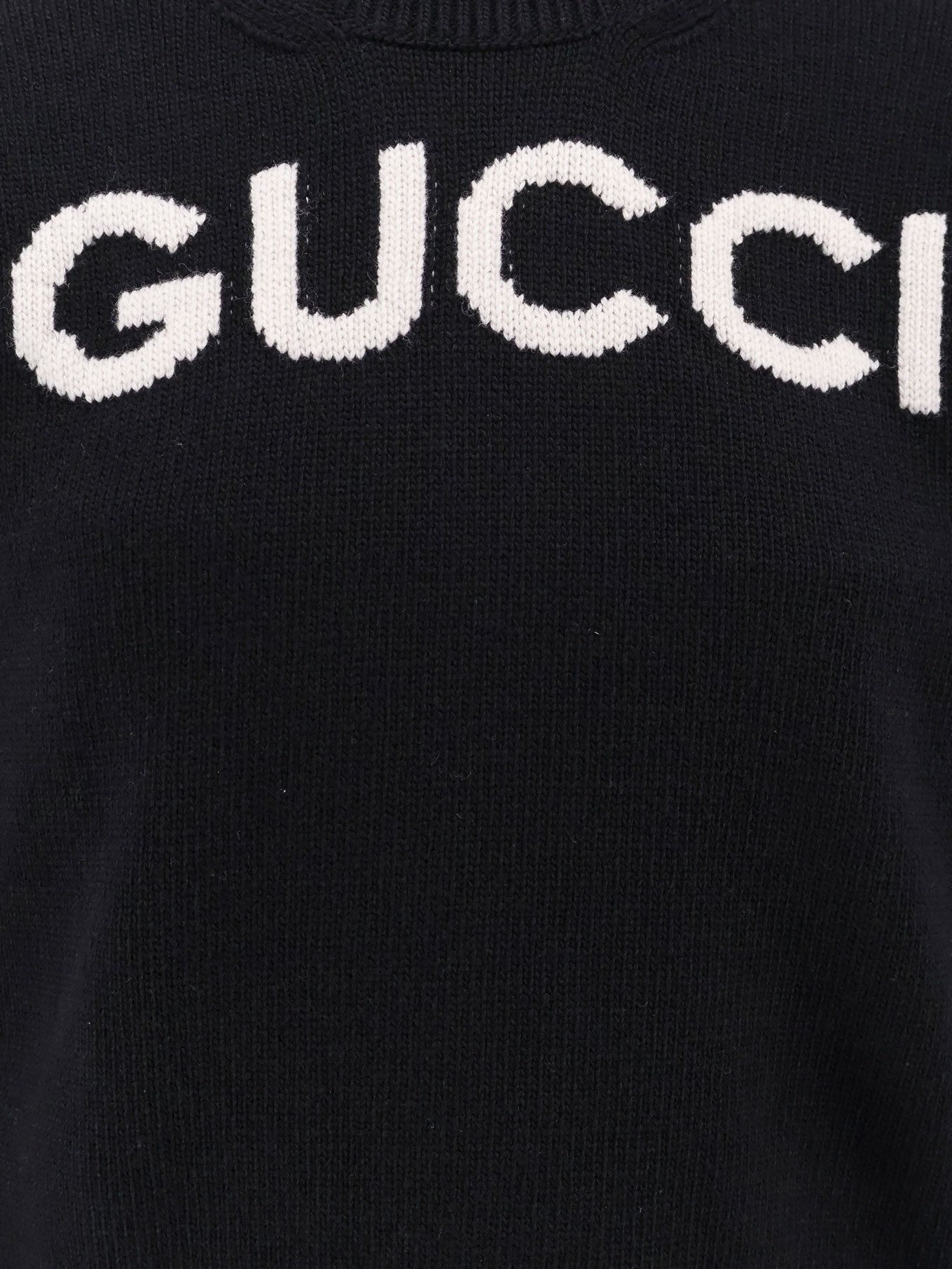 Wool sweater with gucci embroidery on the front
