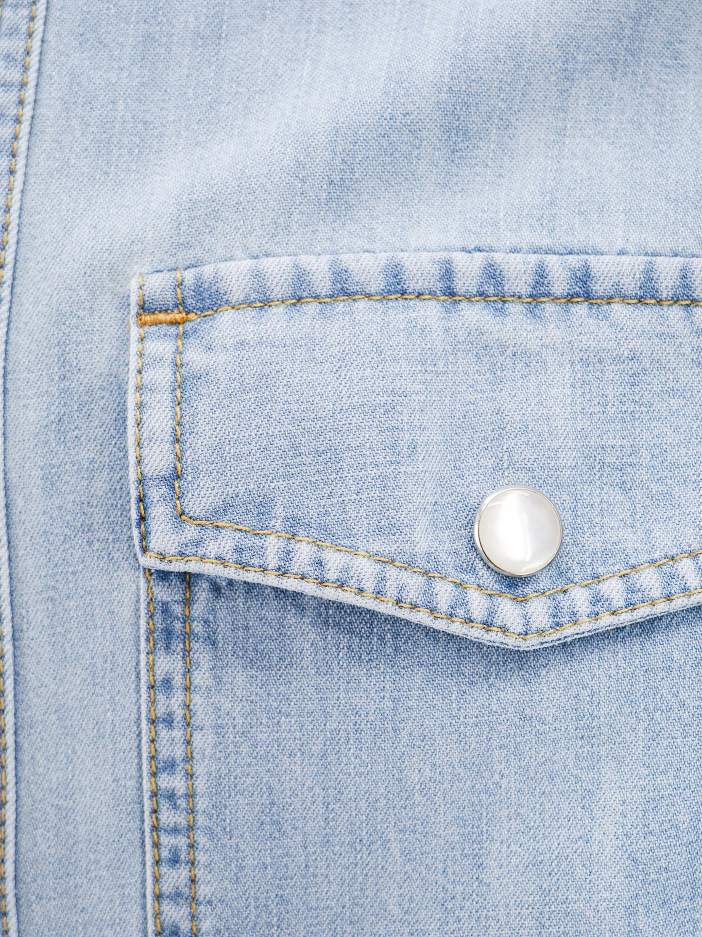 Denim shirt with mother-of-pearl buttons