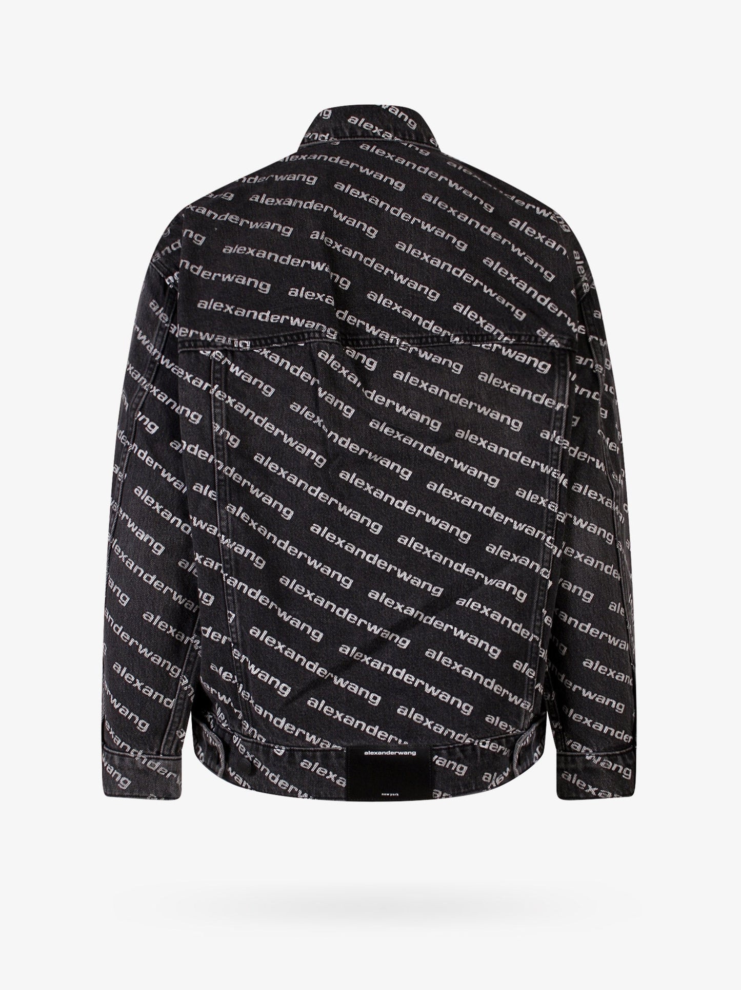 Denim jacket with all-over logo