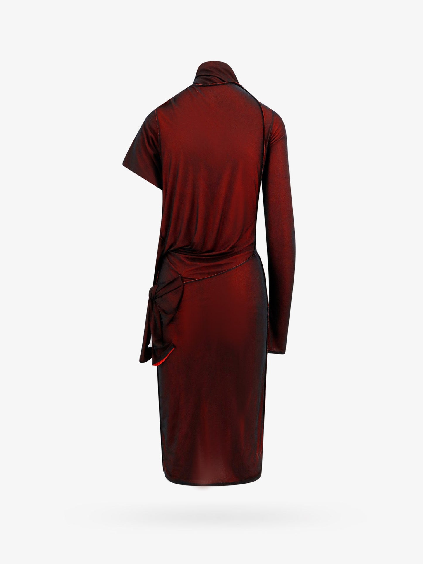 Viscose dress with asymmetric sleeves