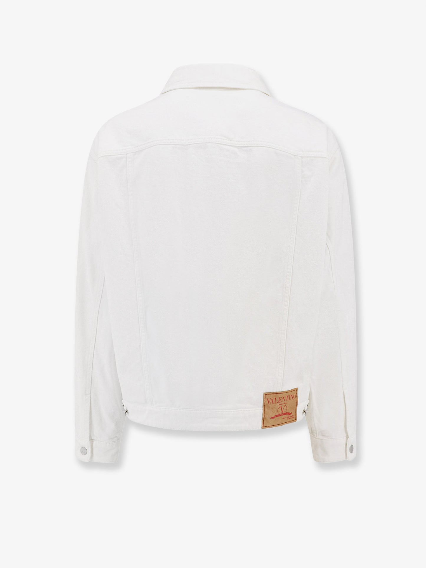 Denim jacket with metal vlogo detail