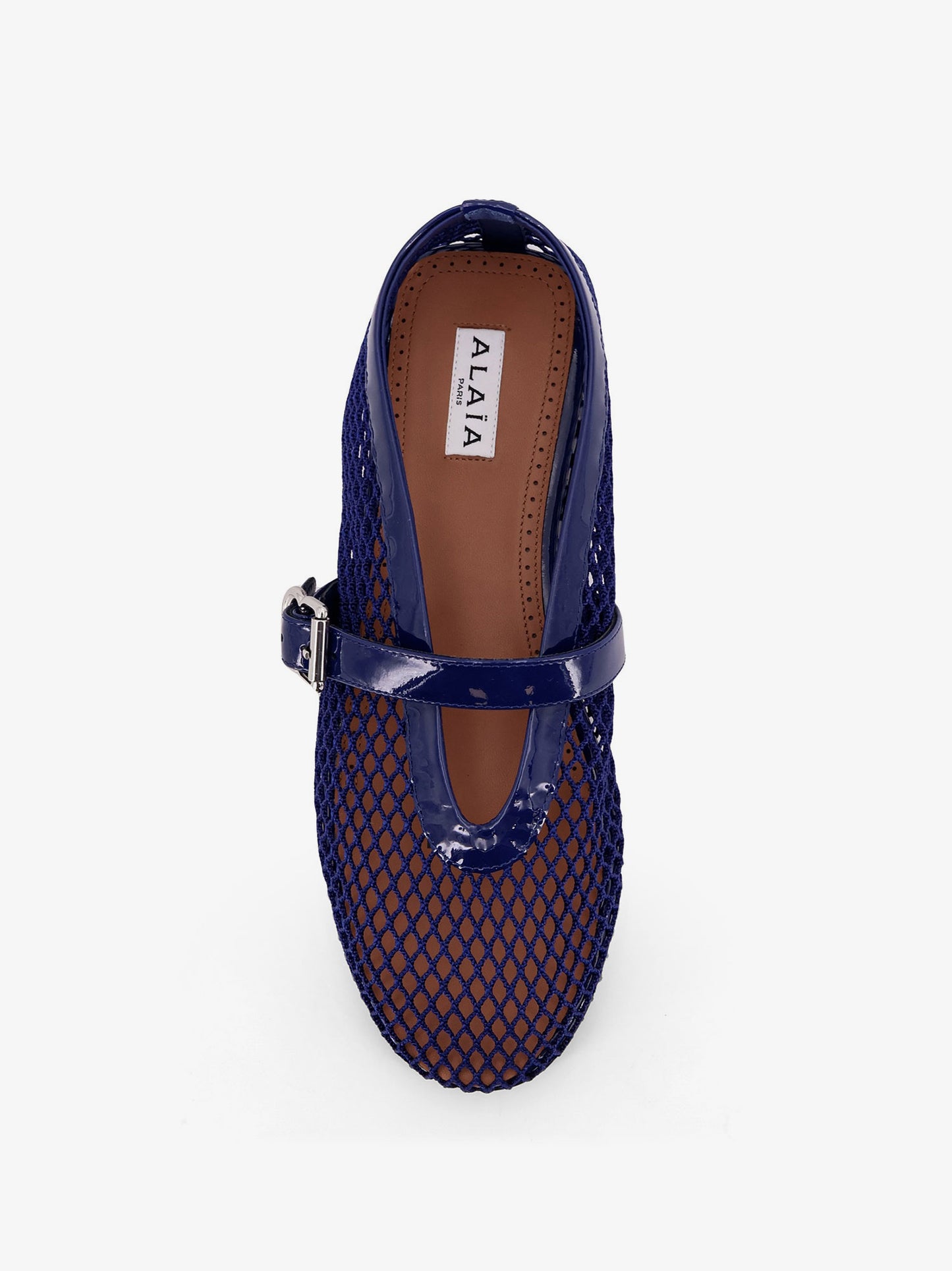Mesh Ballet Flats with patent leather profile
