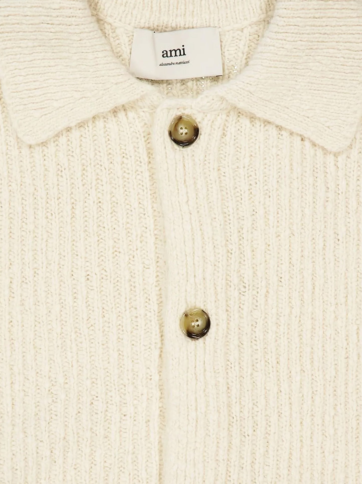 Wool and cotton ribbed cardigan