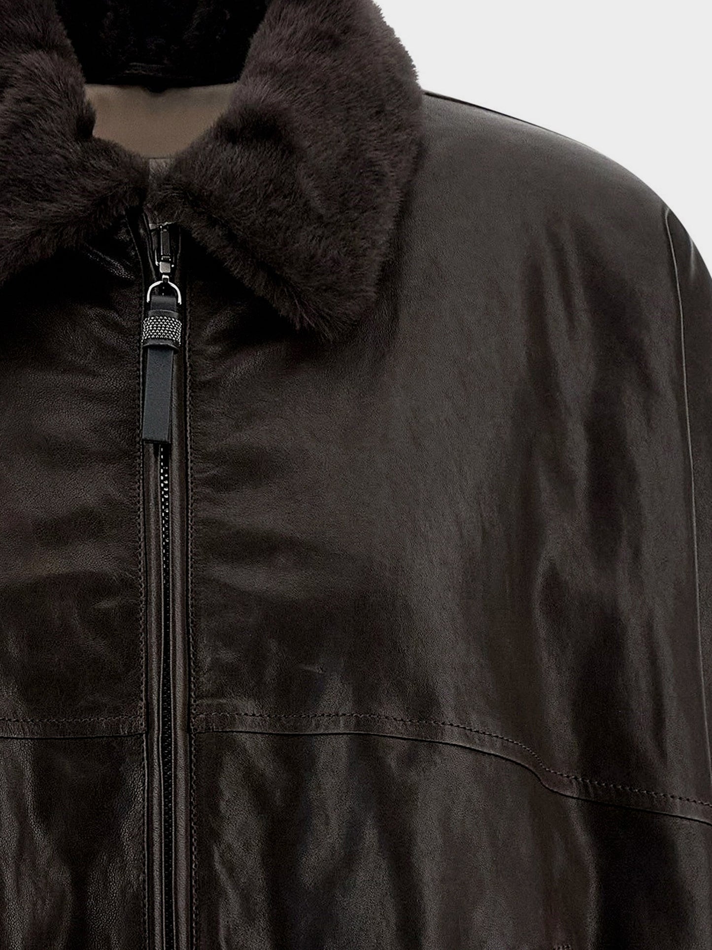 Aviator leather bomber
