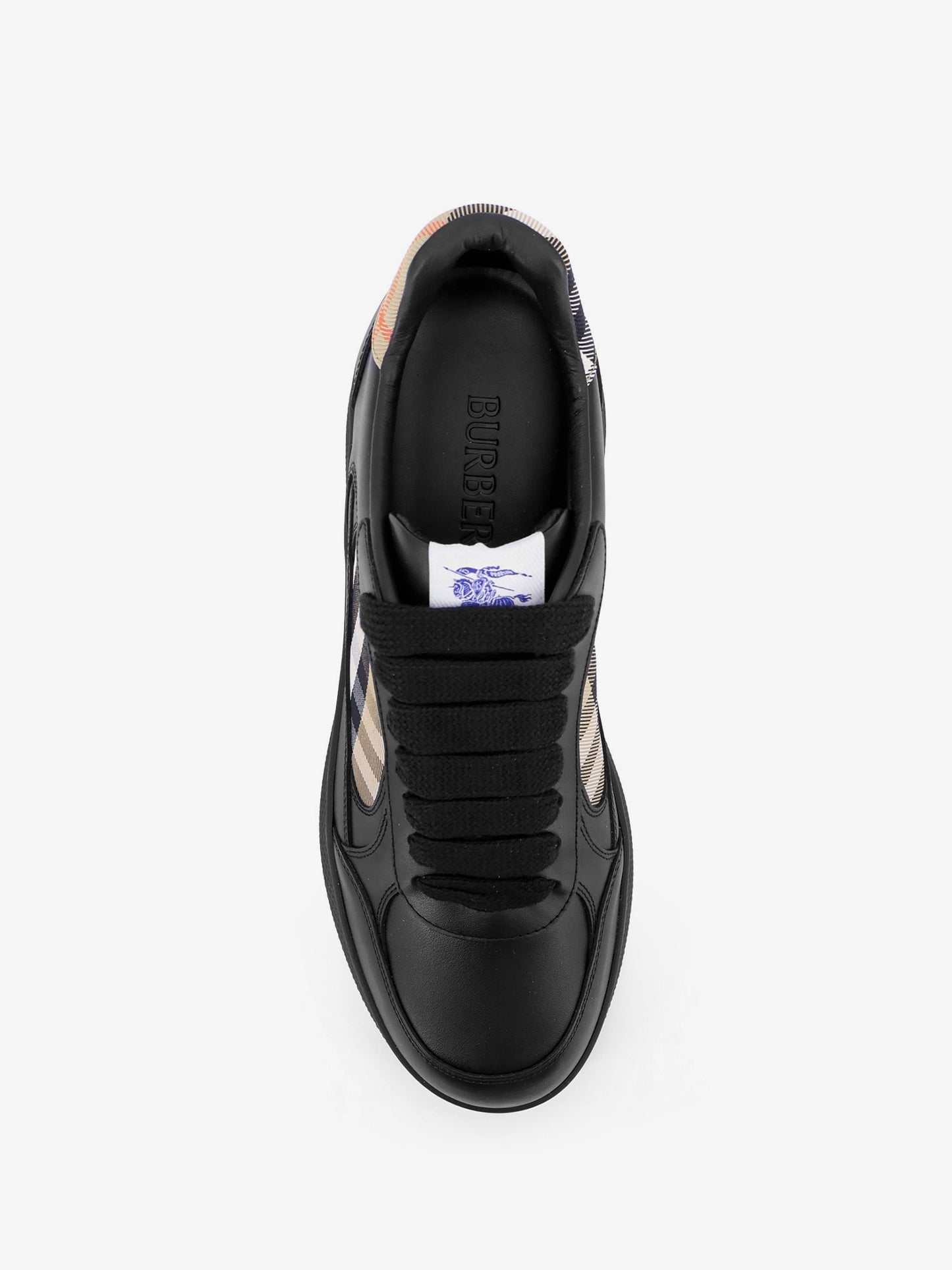 Leather sneakers with Traditional Check inserts
