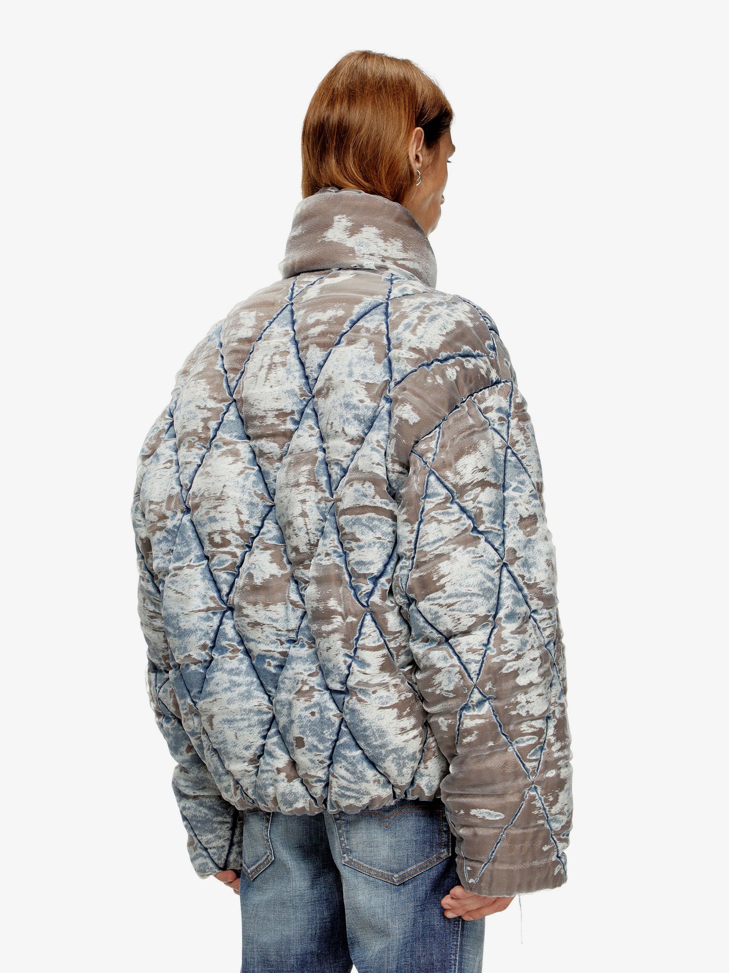 W-Kons down jacket with distressed effect