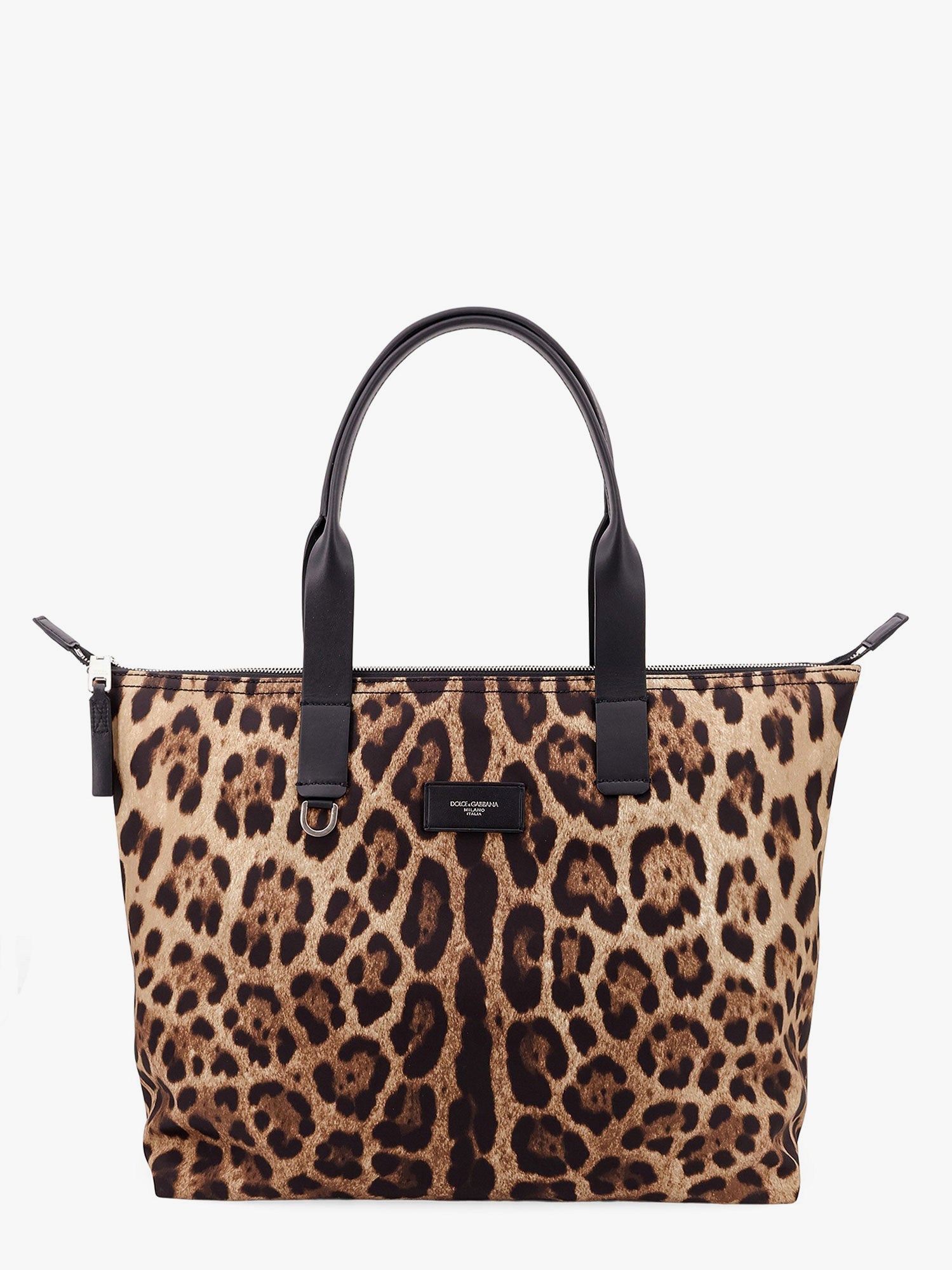 Nylon shoulder bag with animalier print
