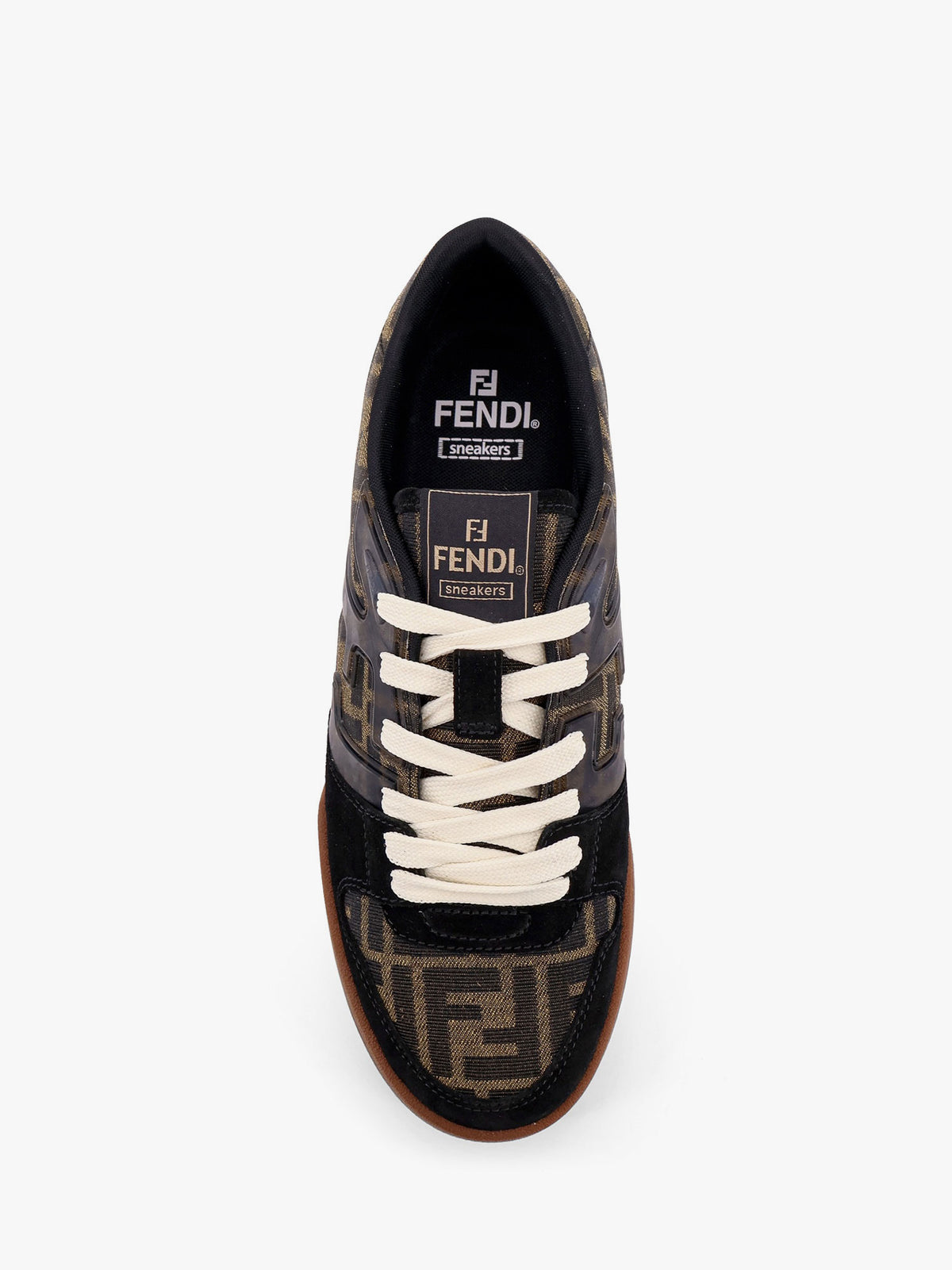 Fendi Match low-top FF jacquard fabric and suede sneakers
