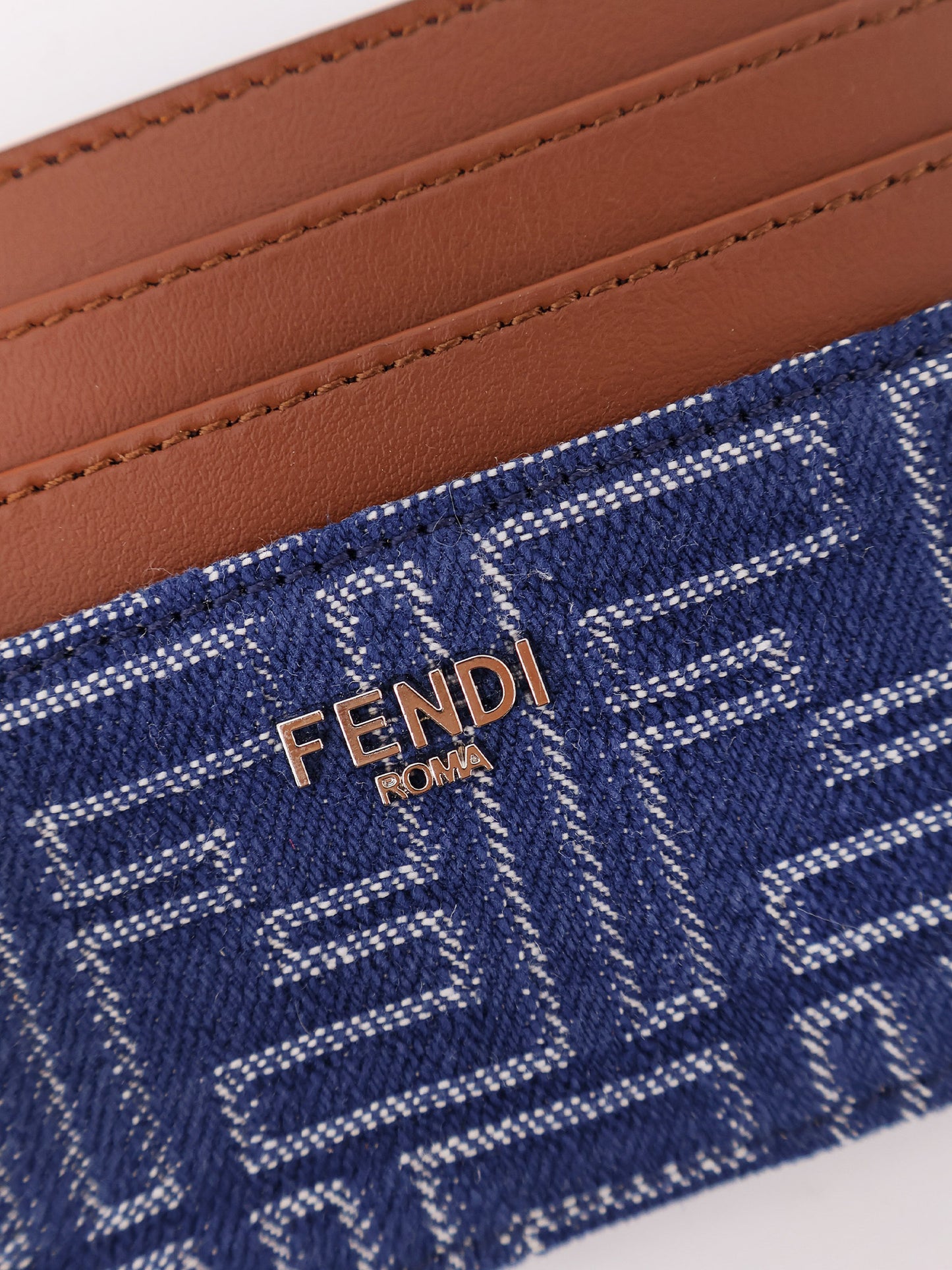 Jacquard FF fabric cardholder with denim effect