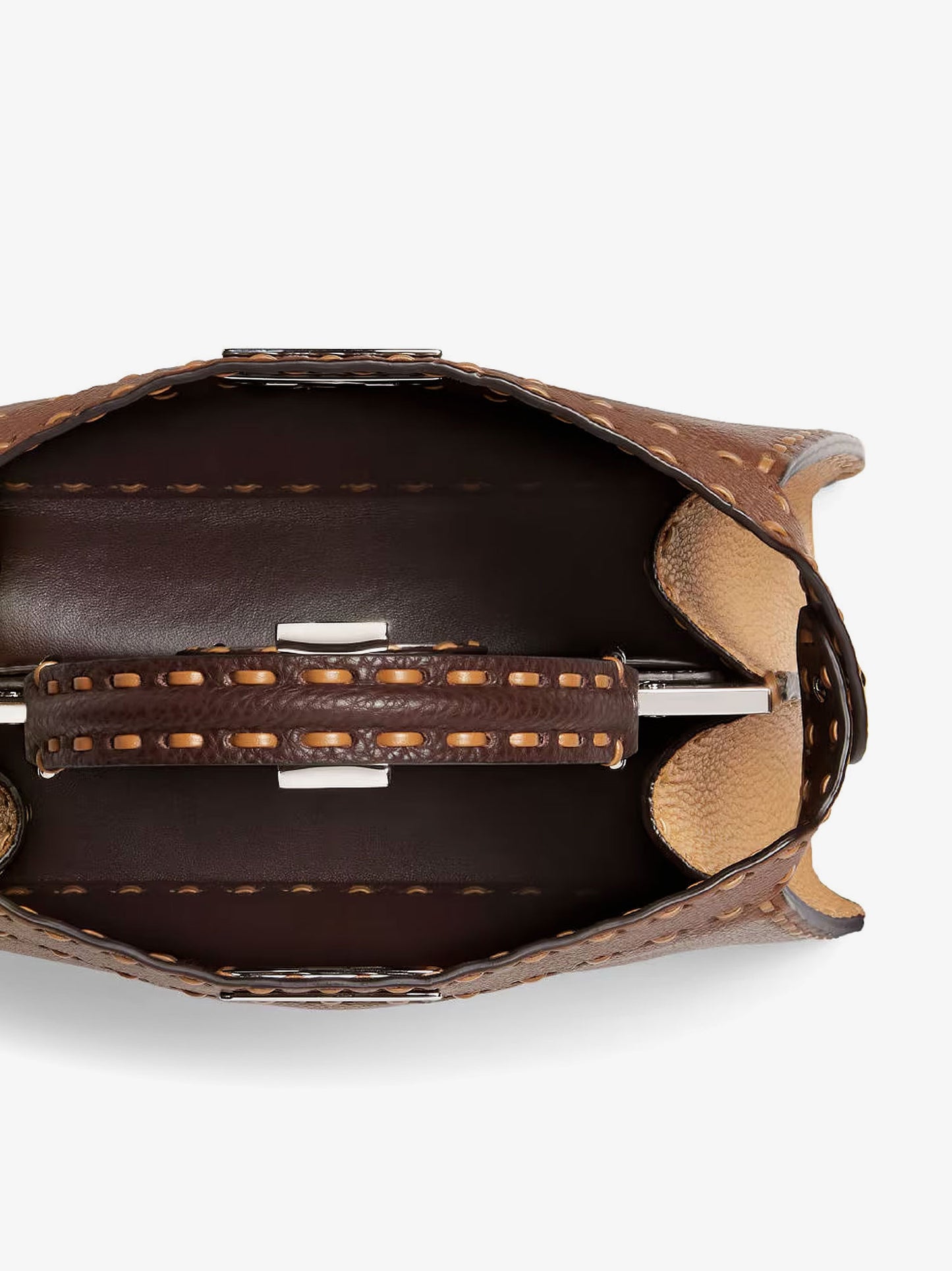 Peekaboo IseeU Small leather shoulder bag with Selleria macro stitching