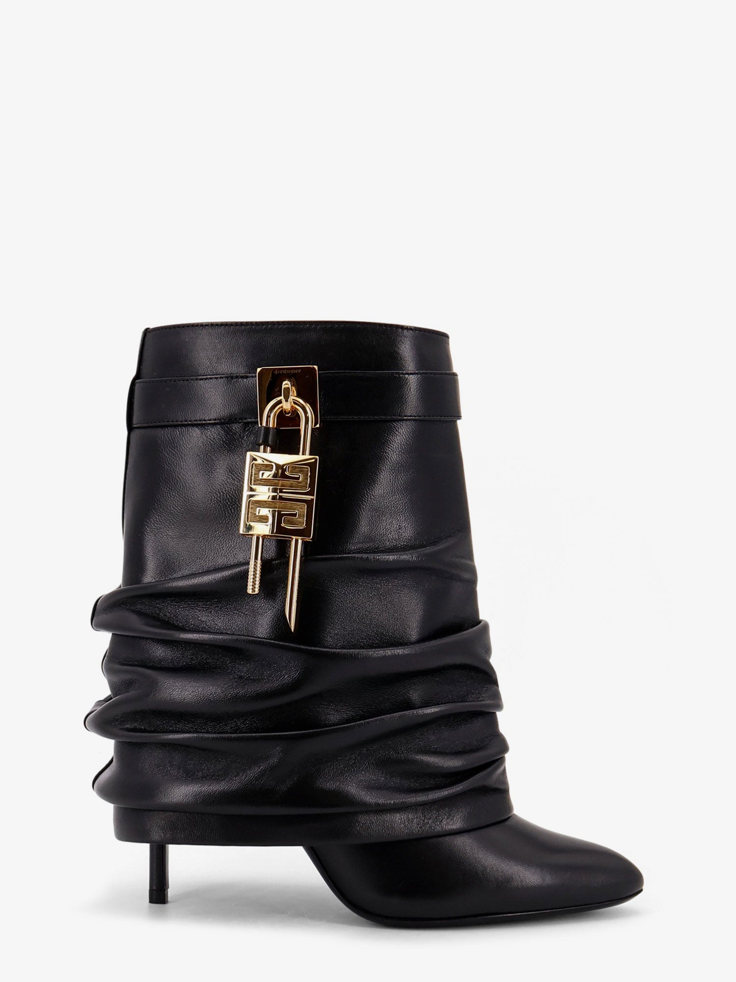 Shark Lock Stiletto leather ankle boots