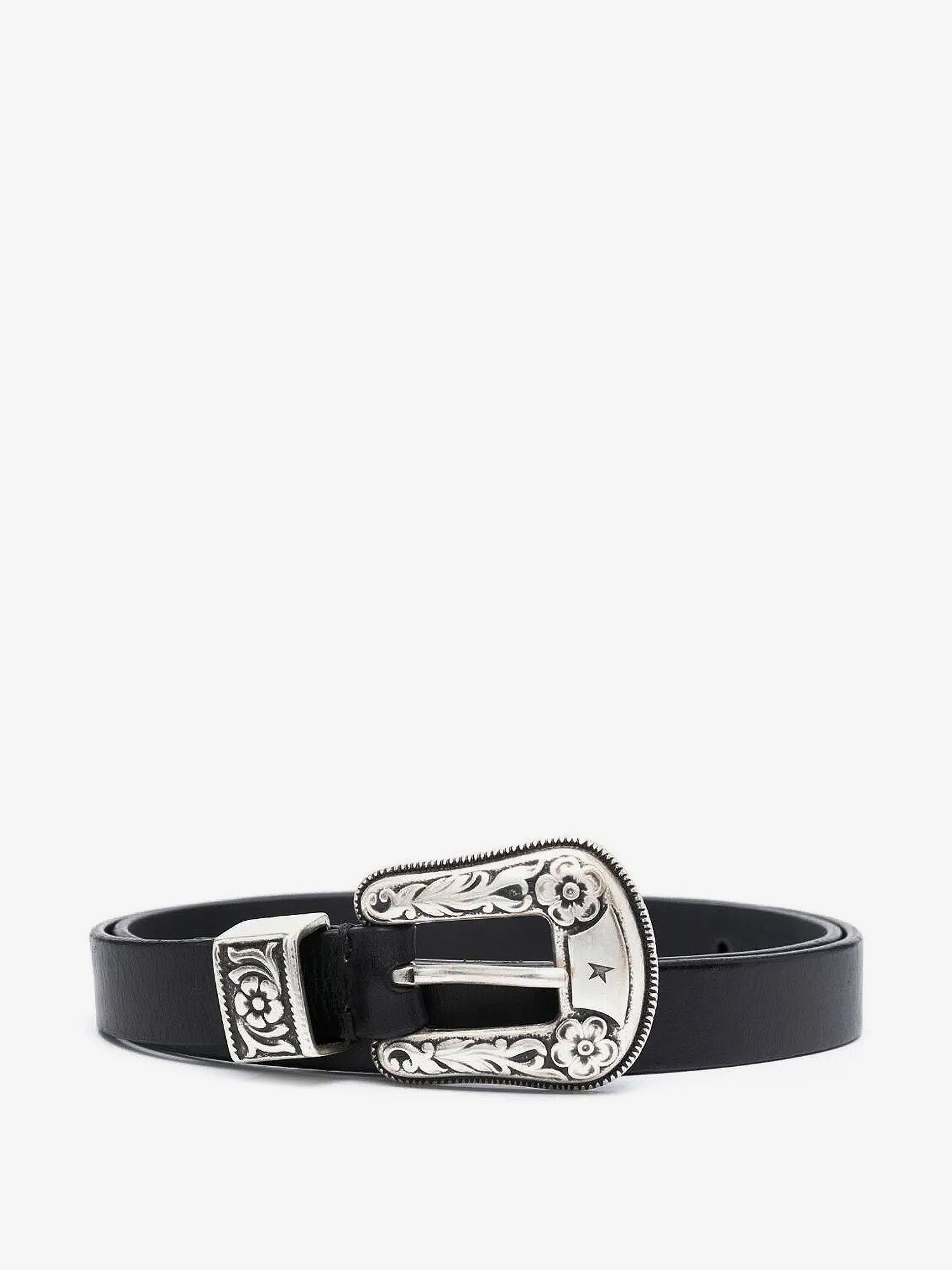  belt Trinidad thin belt in dark brown leather with silver studs main image 3