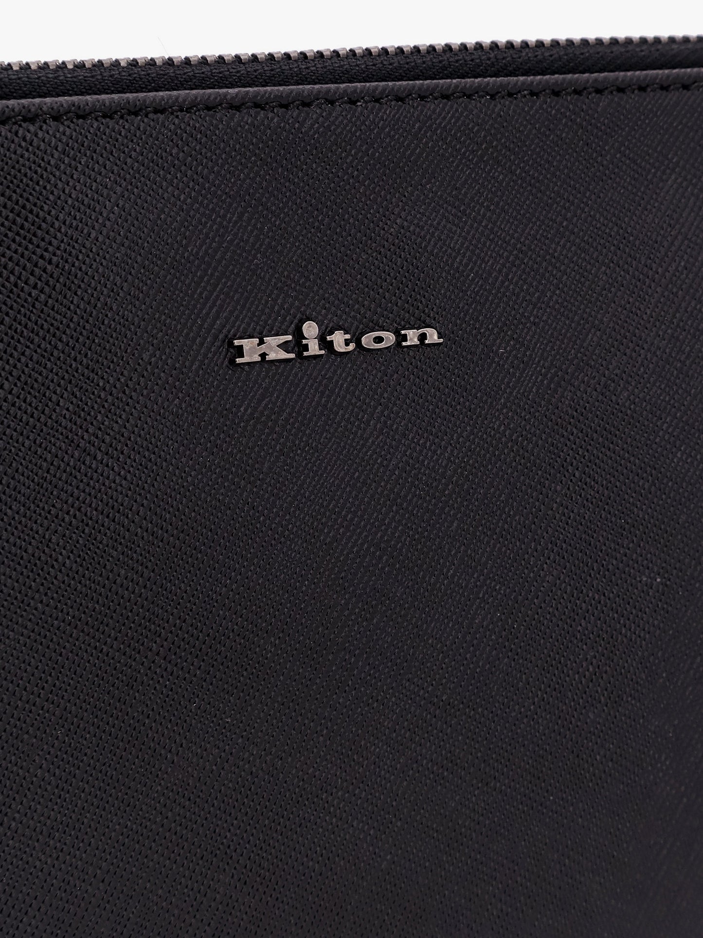 Nylon clutch bag with iconic logo embroidery