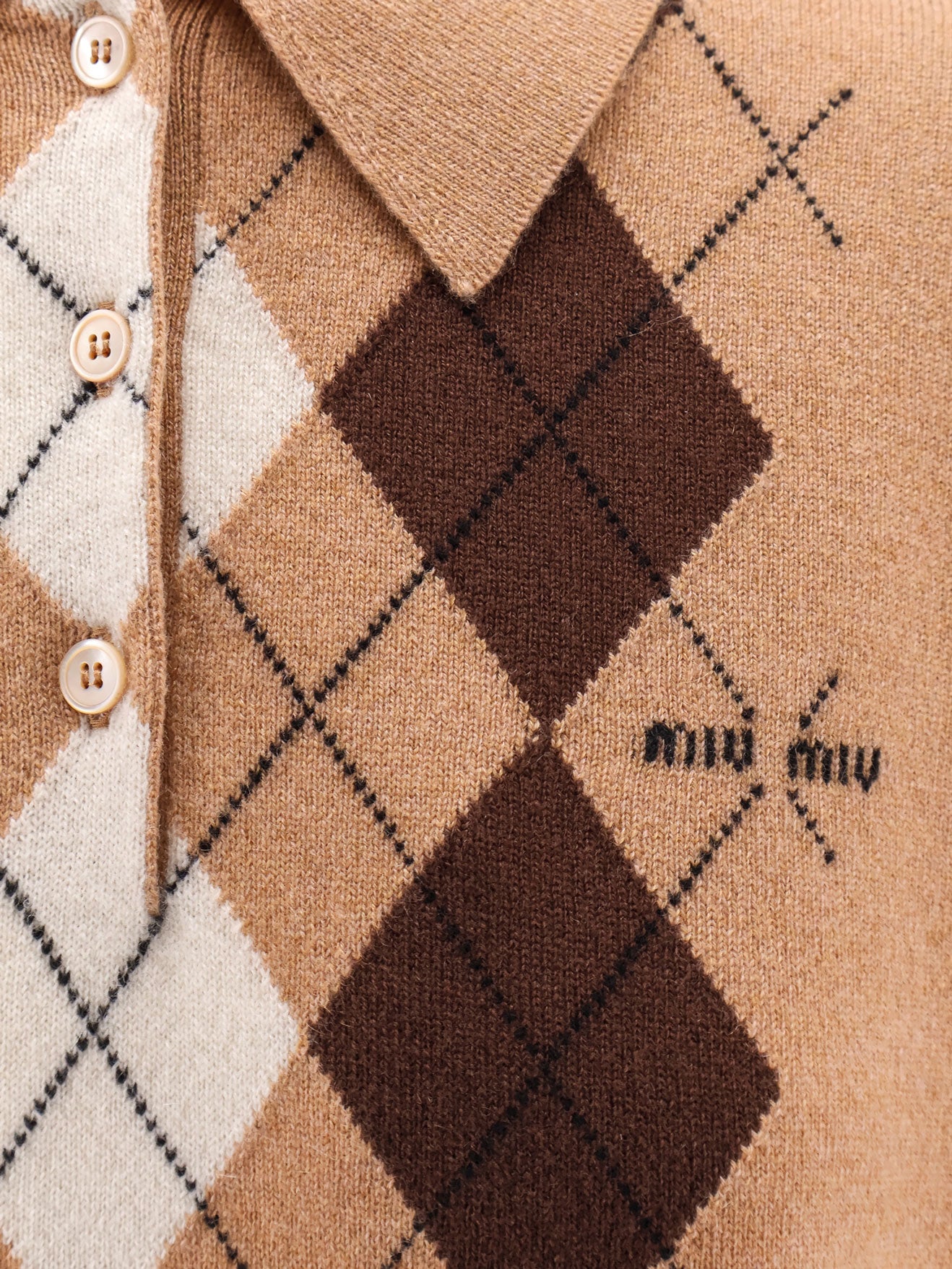 Cashmere Polo Shirt with Miu Miu embroidery