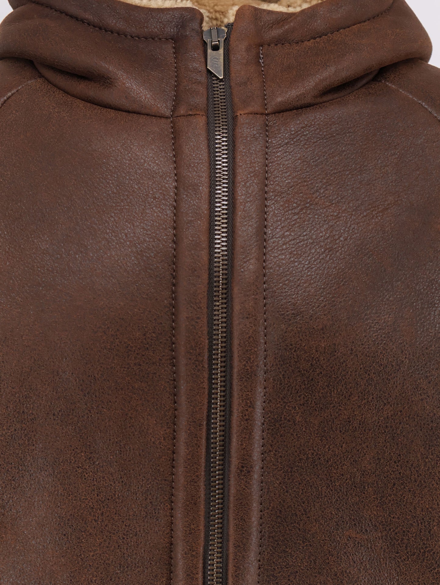 Shearling hooded jacket