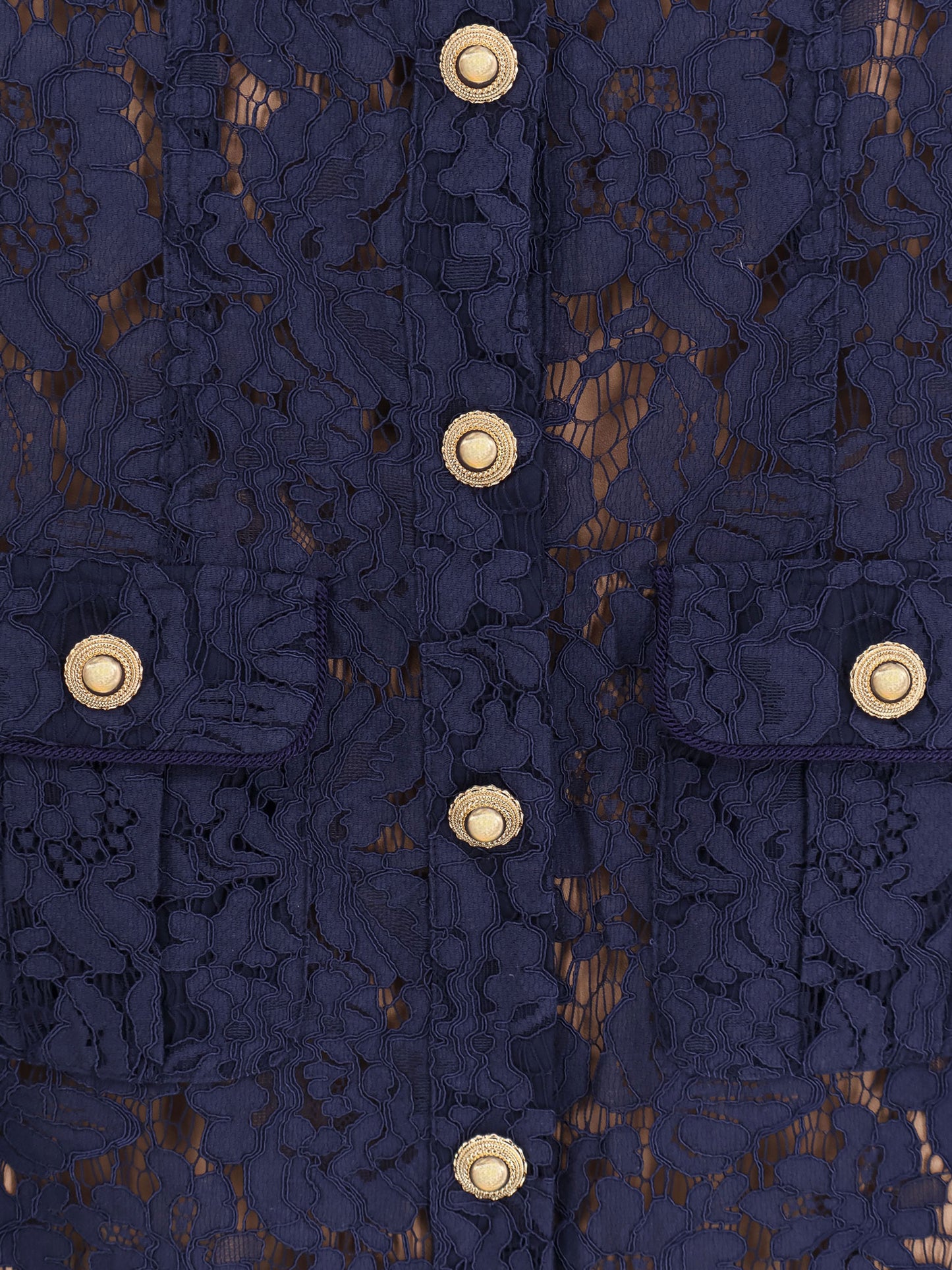 Lace midi dress with jewel button