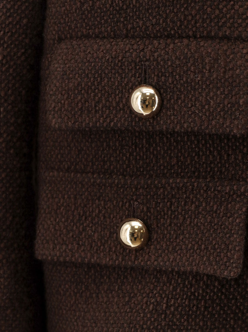 Wool blend blazer with metal buttons