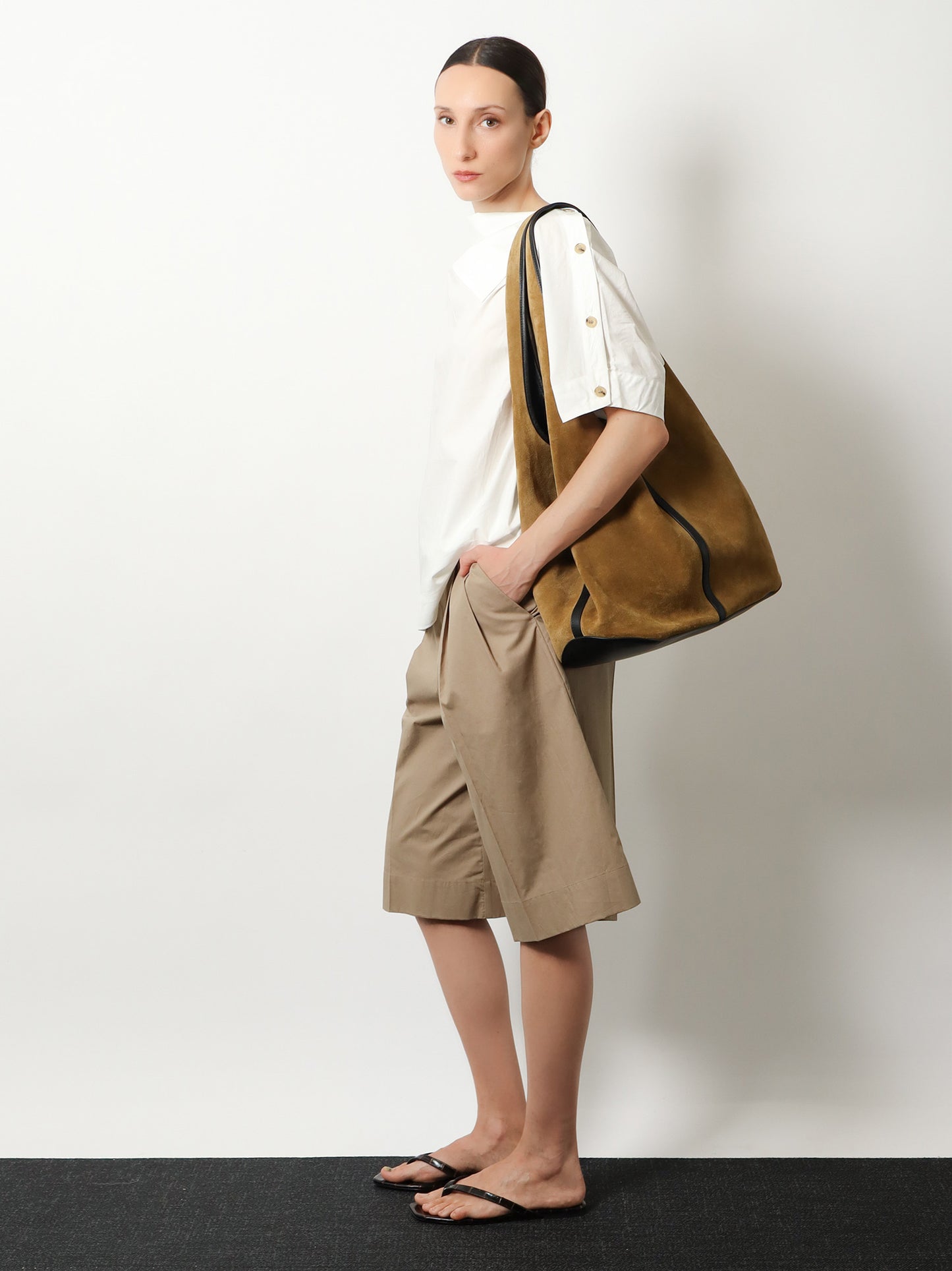 Borsa a spalla Douce in suede e pelle