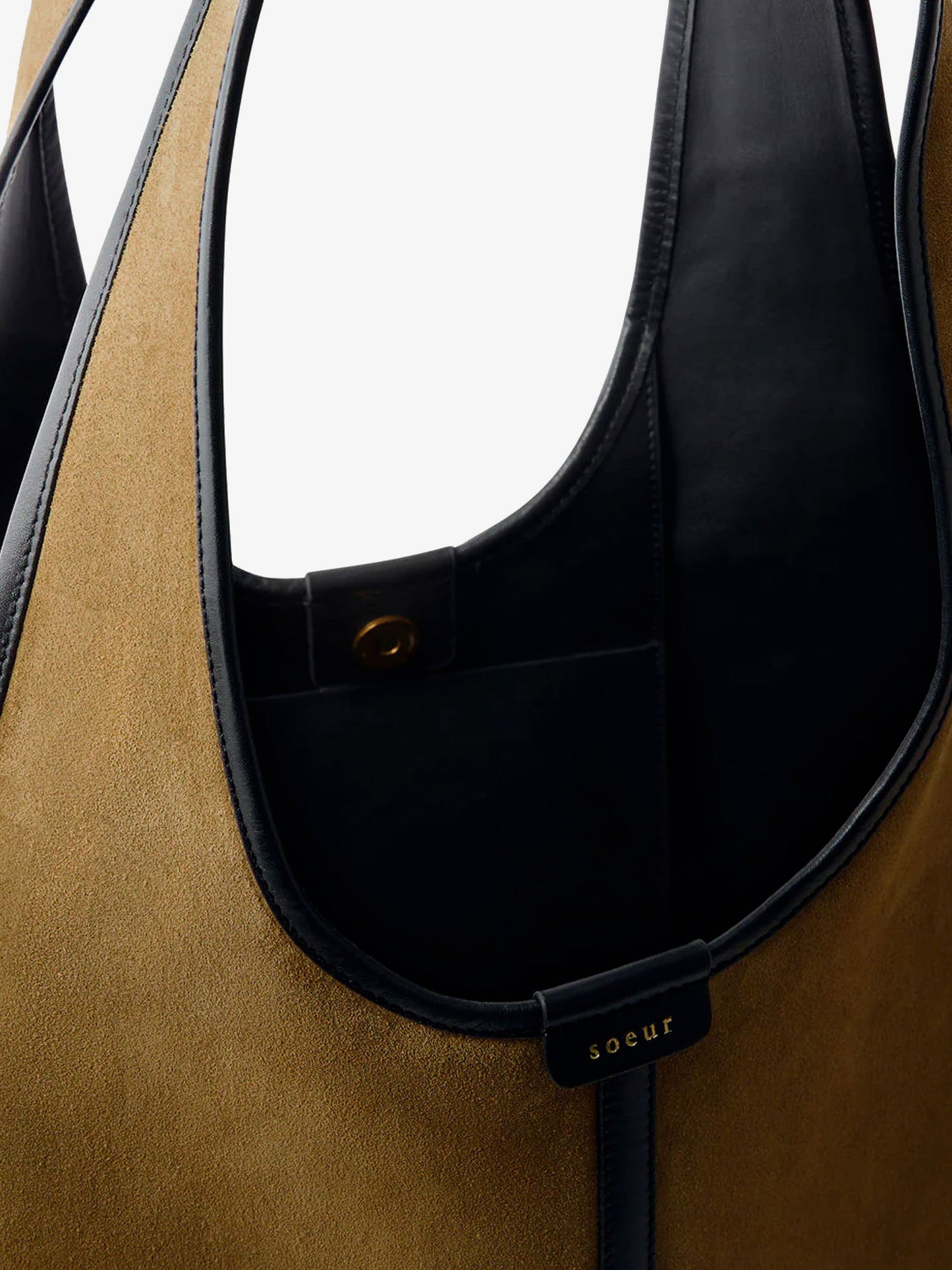 Douce suede and leather shoulder bag