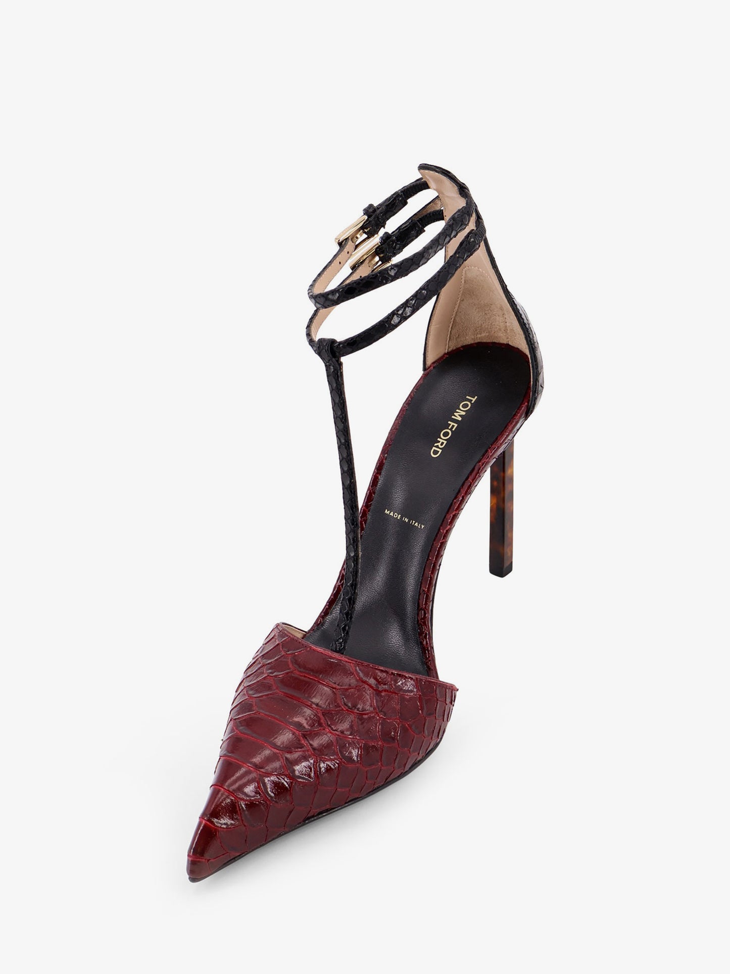 Python-effect leather pumps