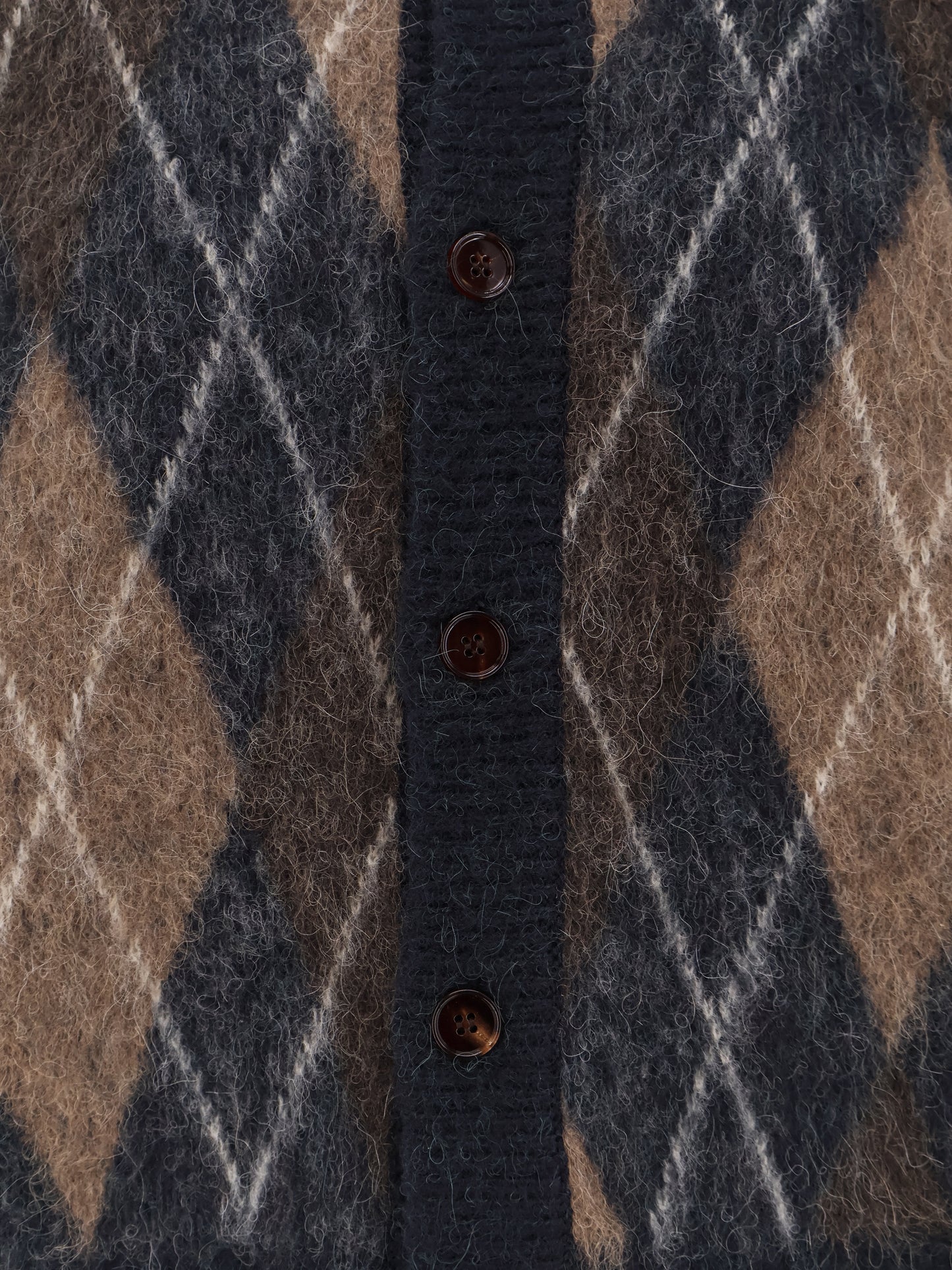 Diamond pattern alpaca blend cardigan