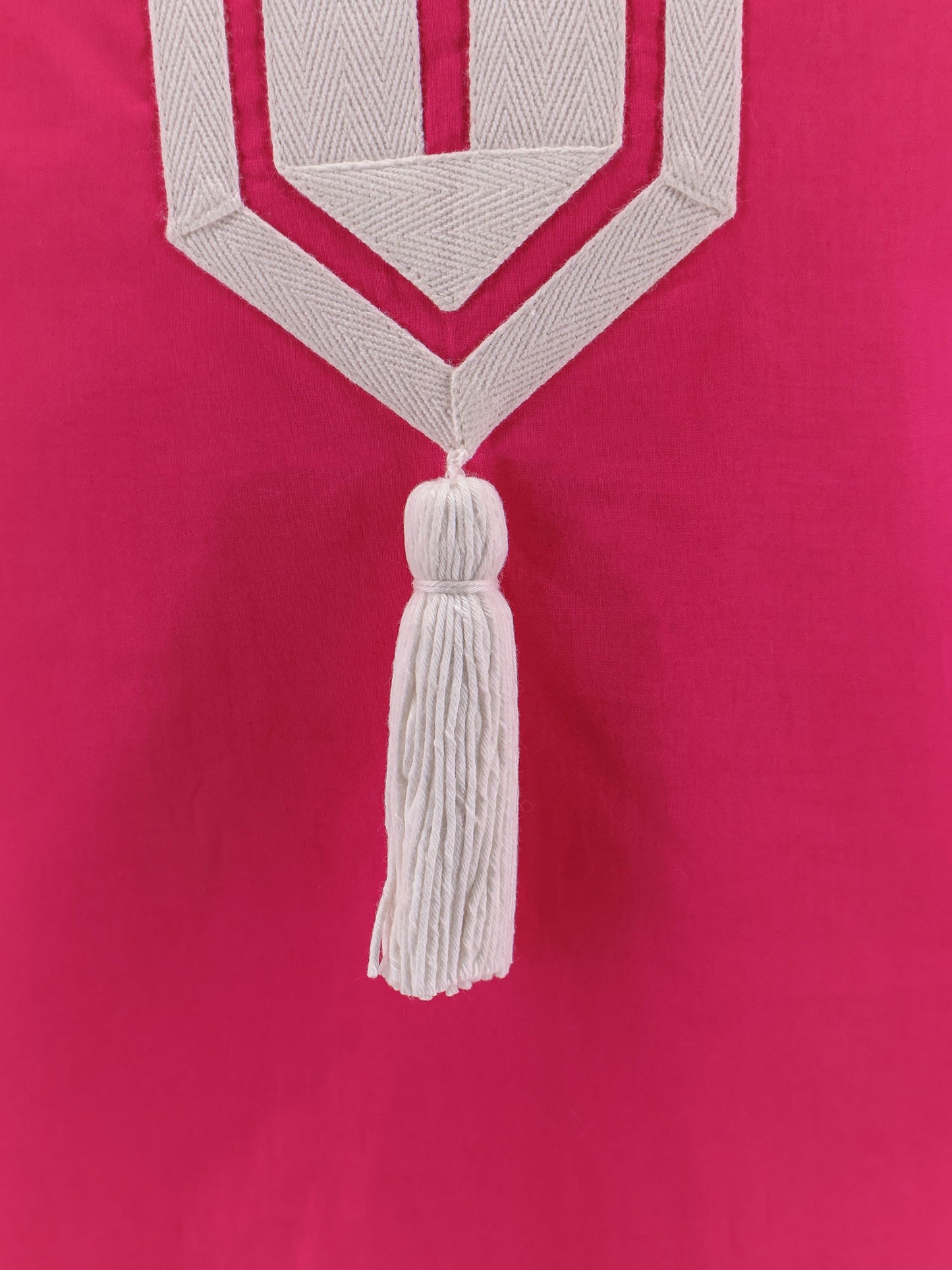 Cotton short dress with contrasting profiles