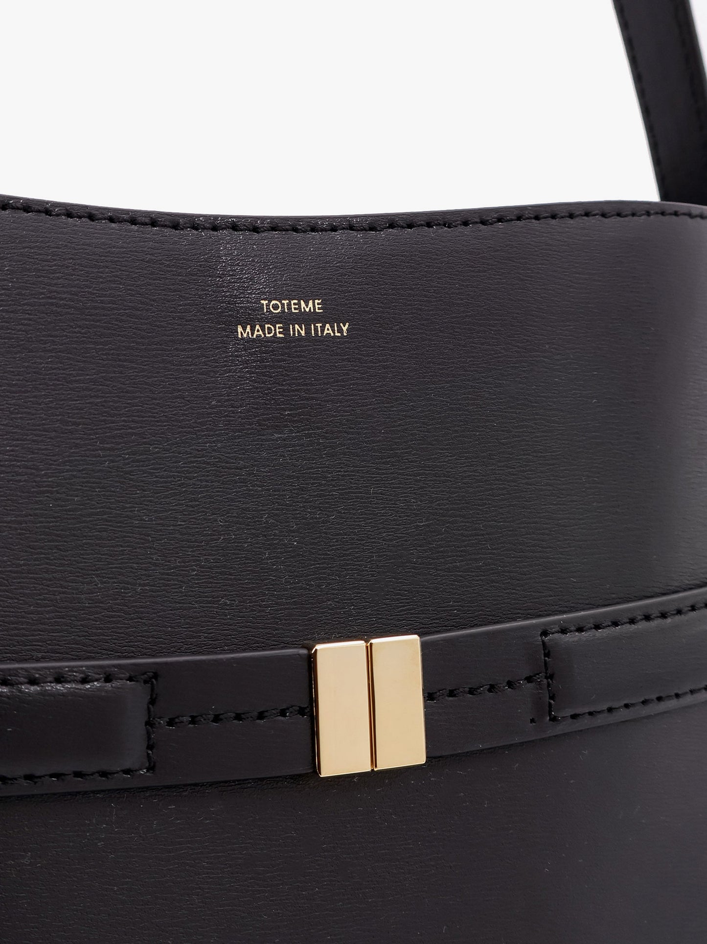 Leather bucket bag with strap