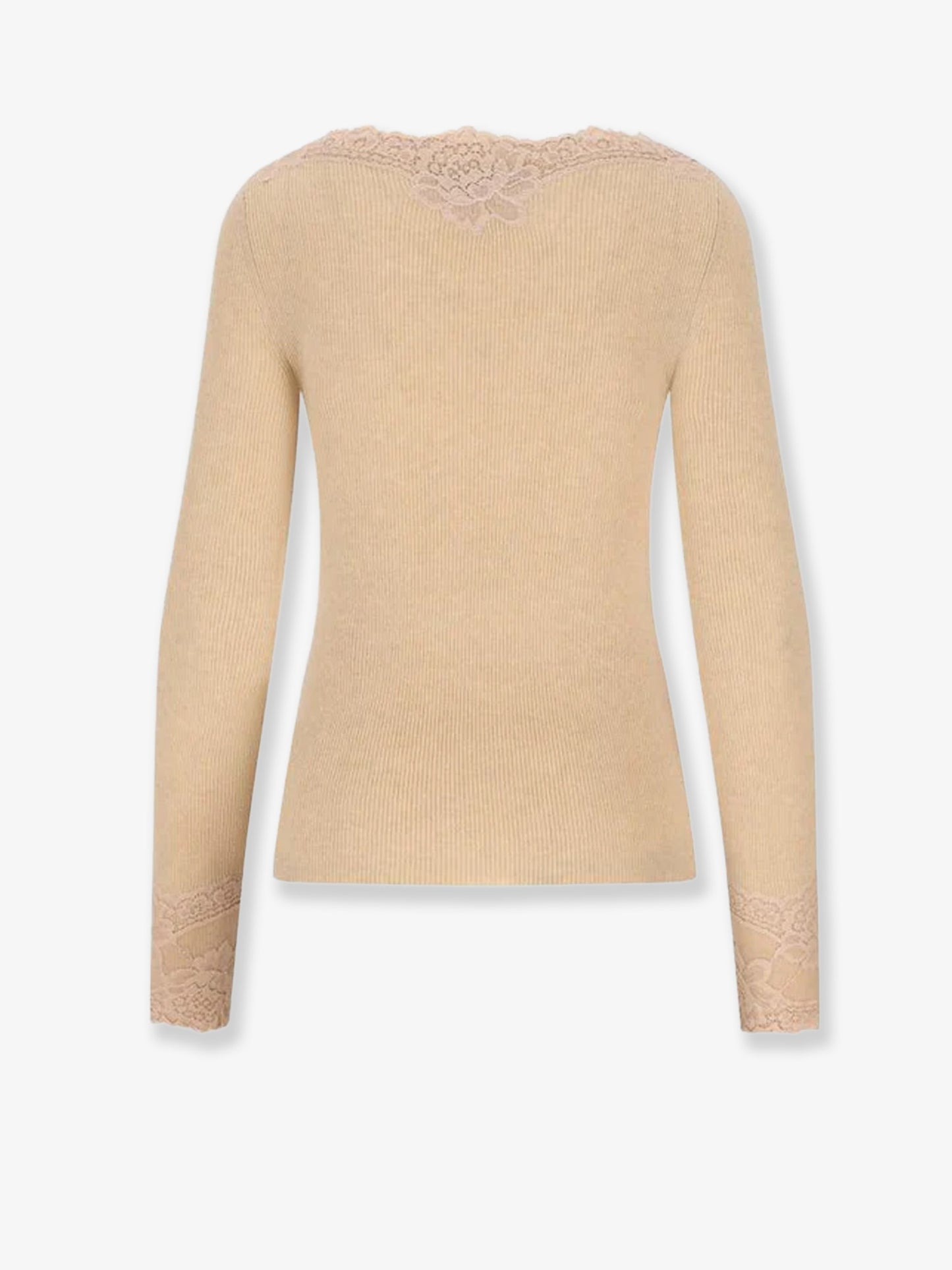Cashmere sweater with lace inserts