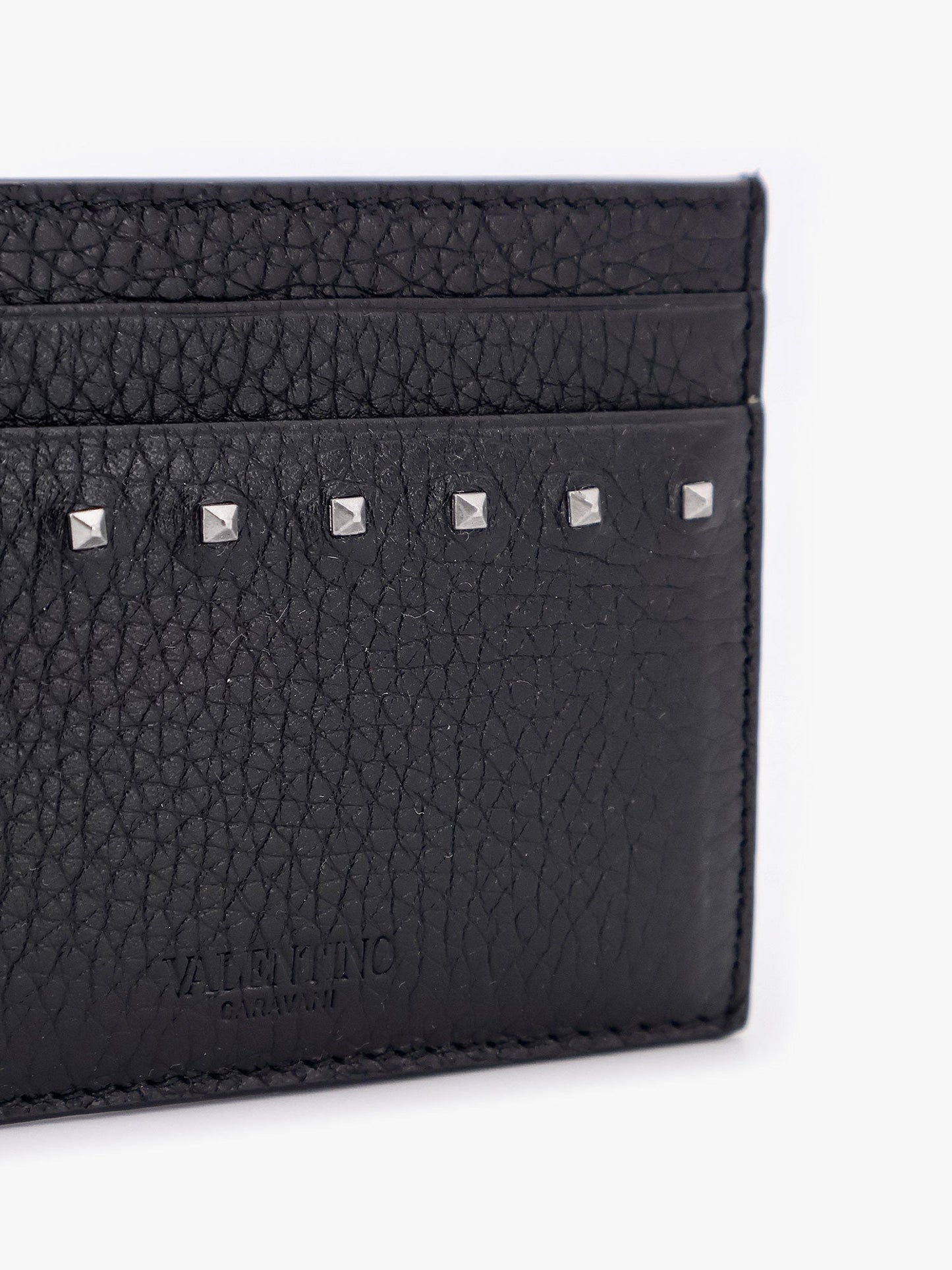 Leather card holder with stud detail