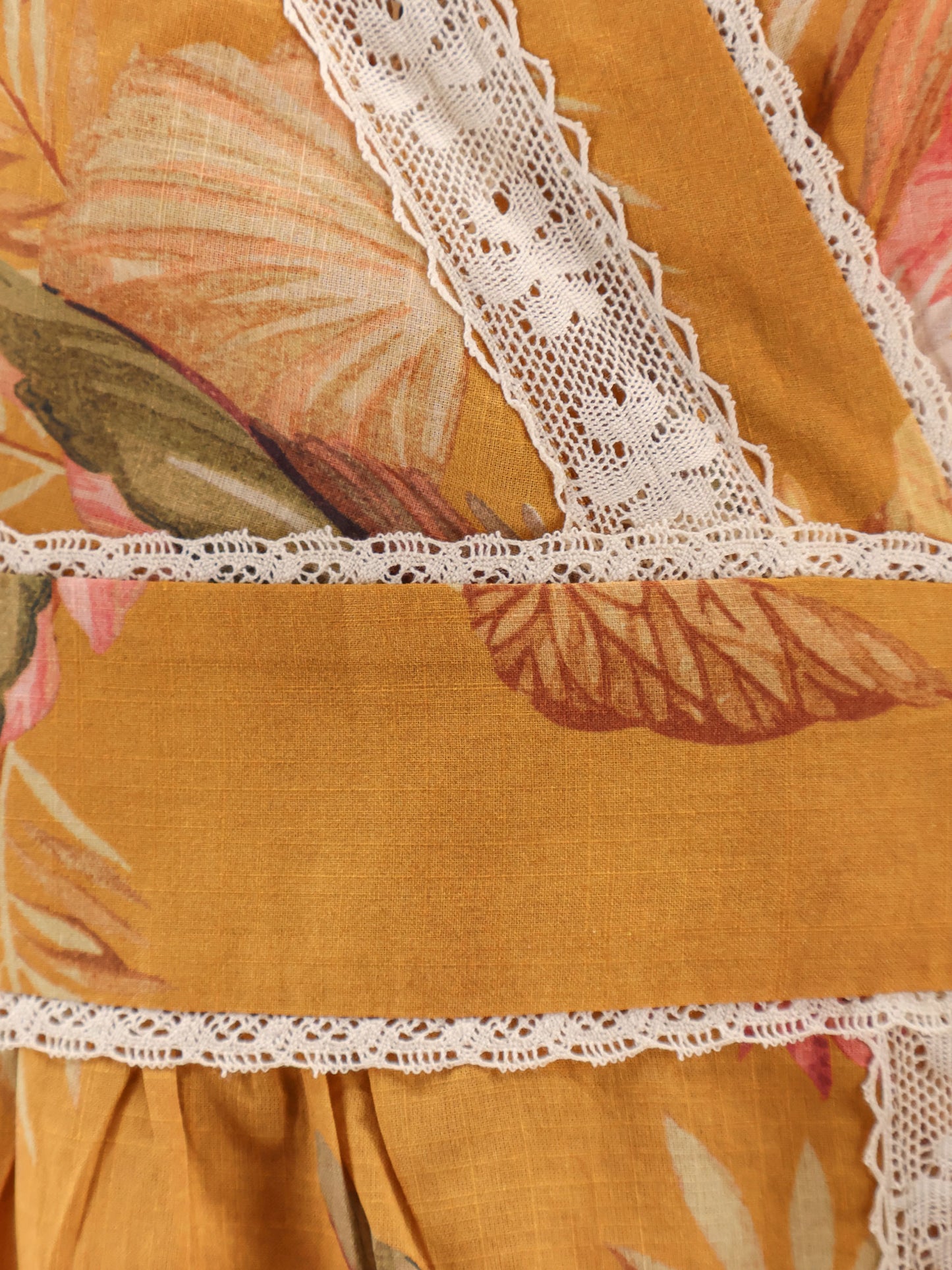 Frill cotton short dress with floral print