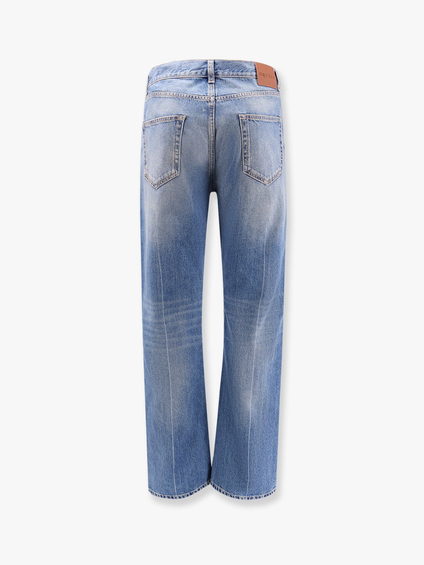 Washed blue straight leg jeans