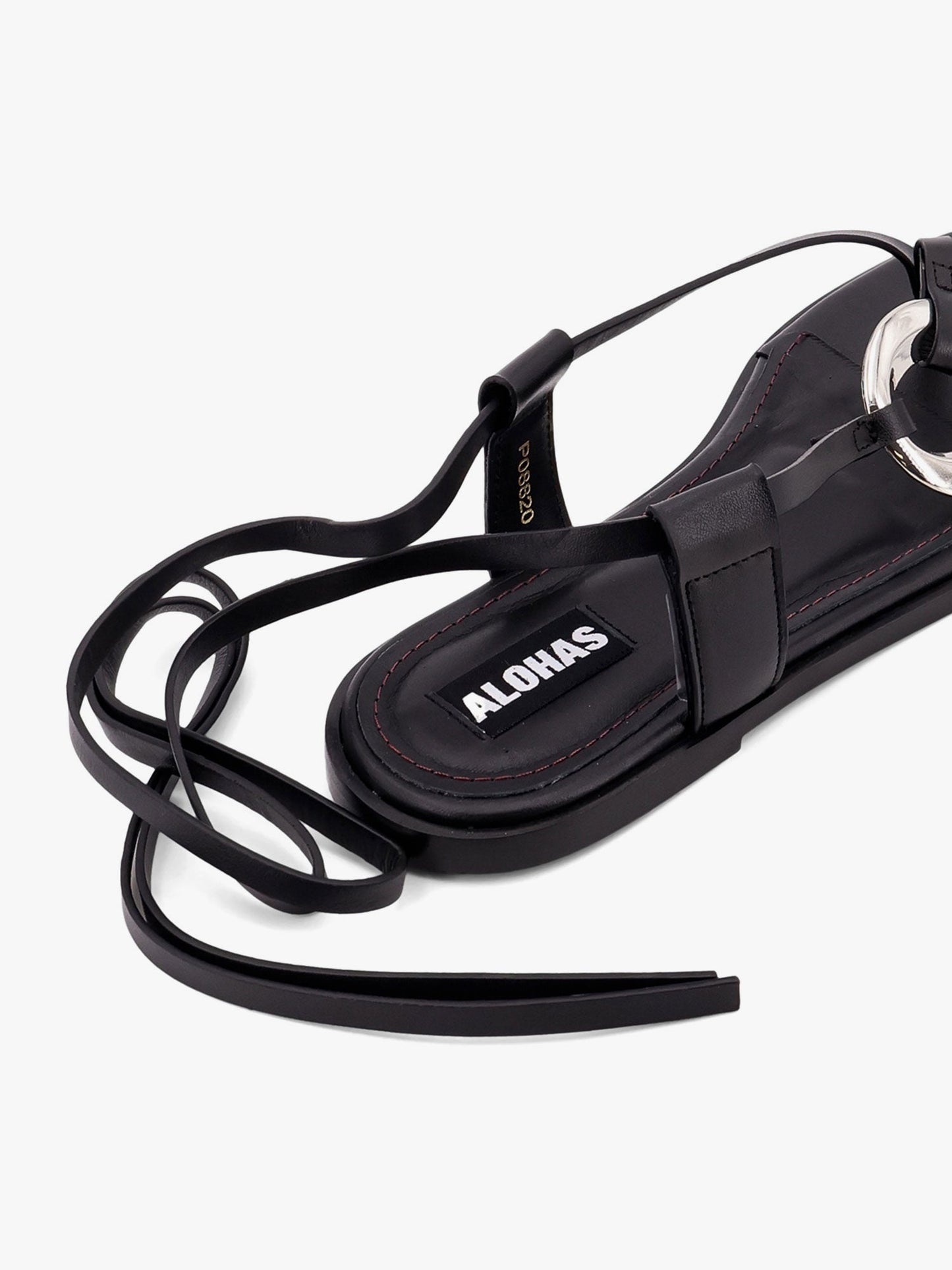 Morosia leather thong sandals with metal ring