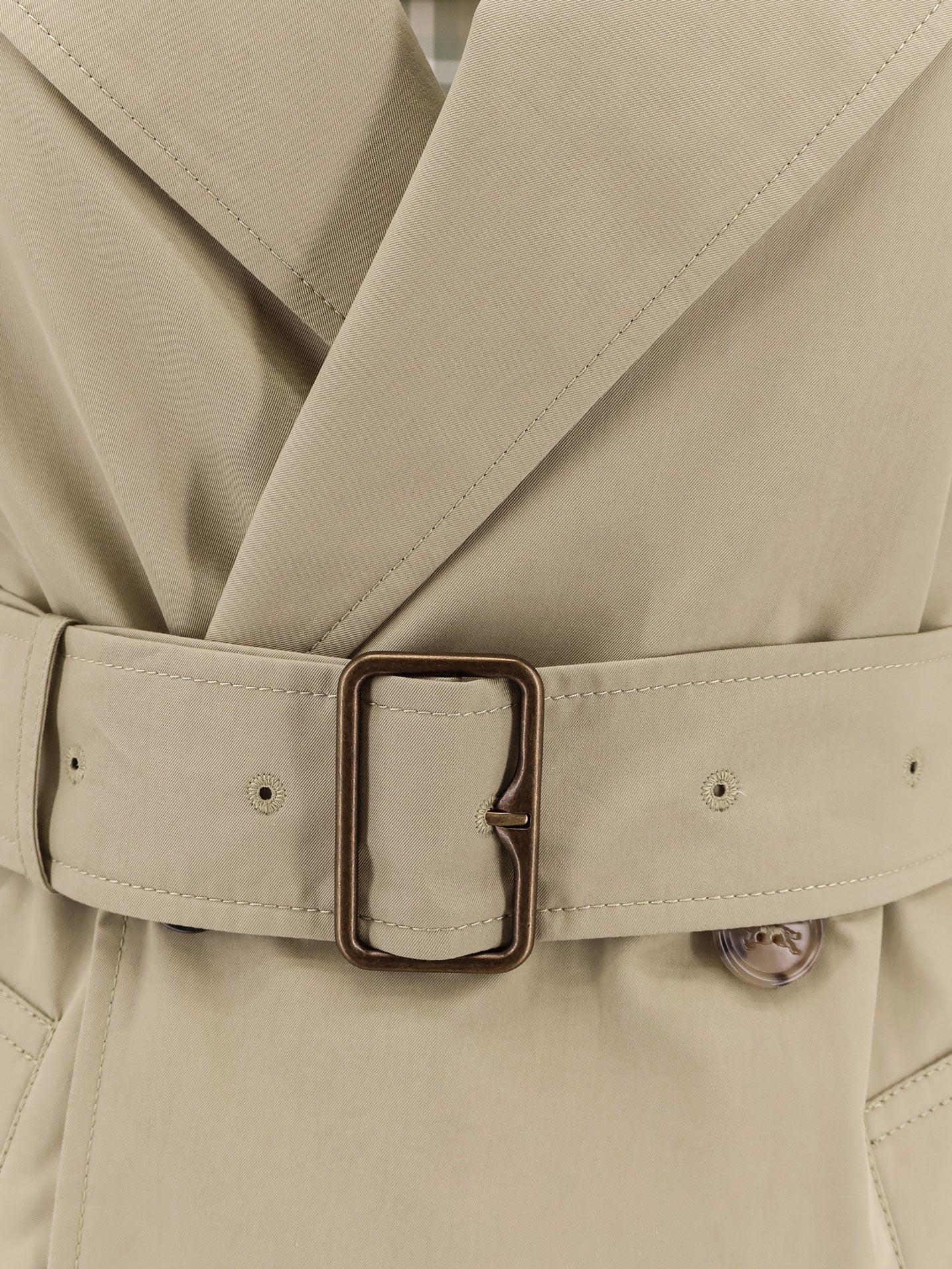 Organic cotton trench with check lining