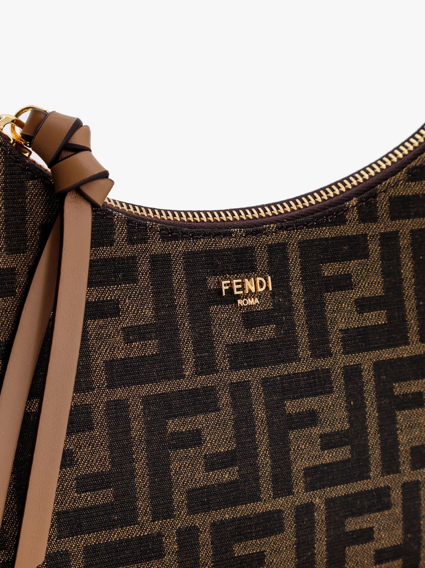 Fendessence mini ff fabric bag with leather profiles